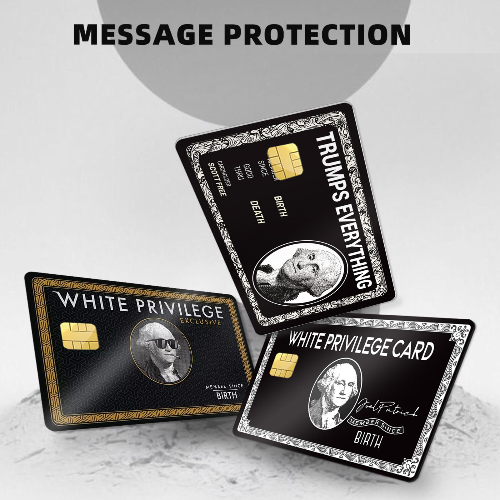 White Privilege Card Stickers - 3Pcs Removable Waterproof Skin for Credit & Debit Cards | No Bubbles, Slim Design | Perfect for Personalizing Bank Cards, Wallet Organization & Expressing Social Commentary