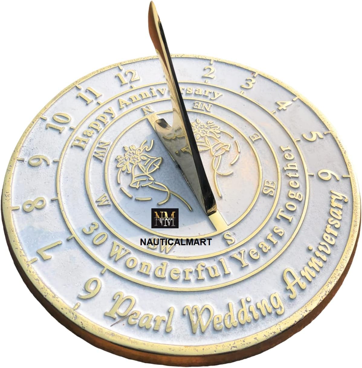 30th Pearl Wedding Anniversary Sundial Gift - Unique Present for Couples, Him or Her - Celebrate 30 Years of Marriage - Perfect for Beach Weddings, Romantic Getaways & Anniversary Parties