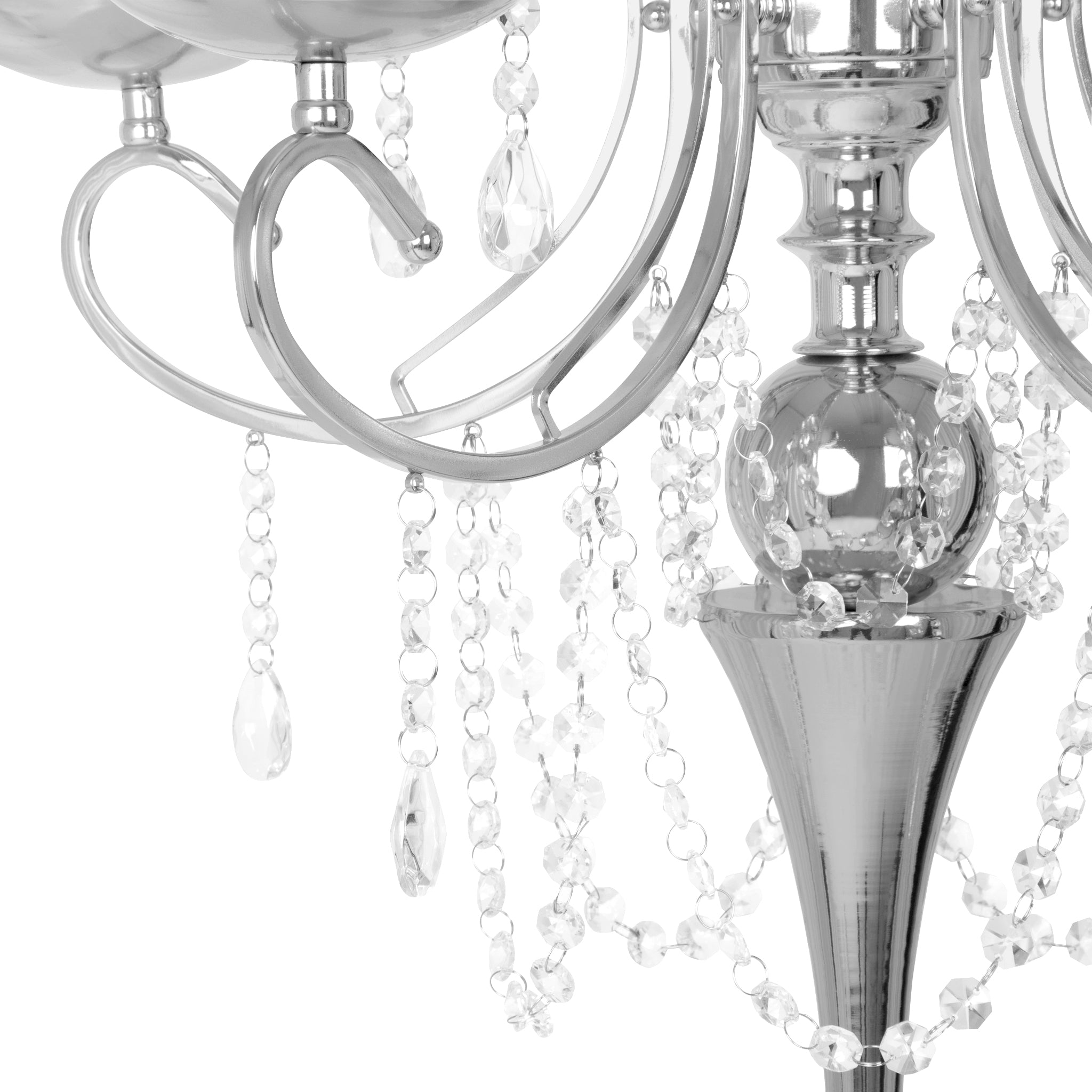 Elegant Royal Hanging Crystal Candelabra Centerpiece - Silver Chandelier for Dining Room, Wedding Decor & Luxury Home Lighting