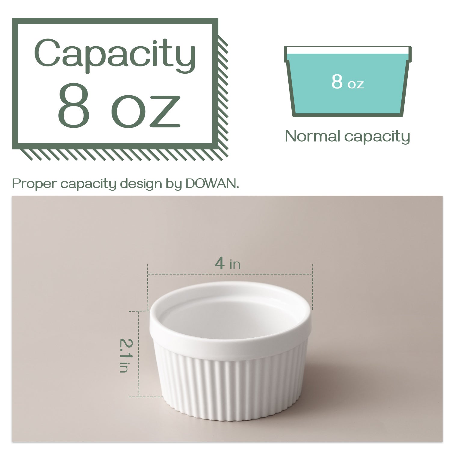 6-Piece 8Oz Porcelain Ramekins Set - Oven Safe Baking Dishes for Crème Brûlée, Soufflés & Desserts - Perfect for Home Baking & Restaurant Use