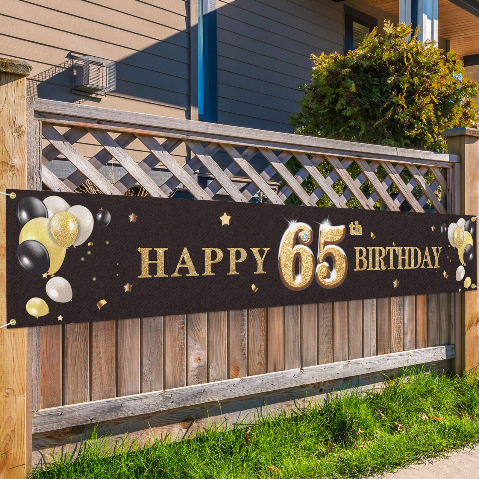 65th Birthday Backdrop Banner - Cheers to 65 Decor for Party & Photo Booth