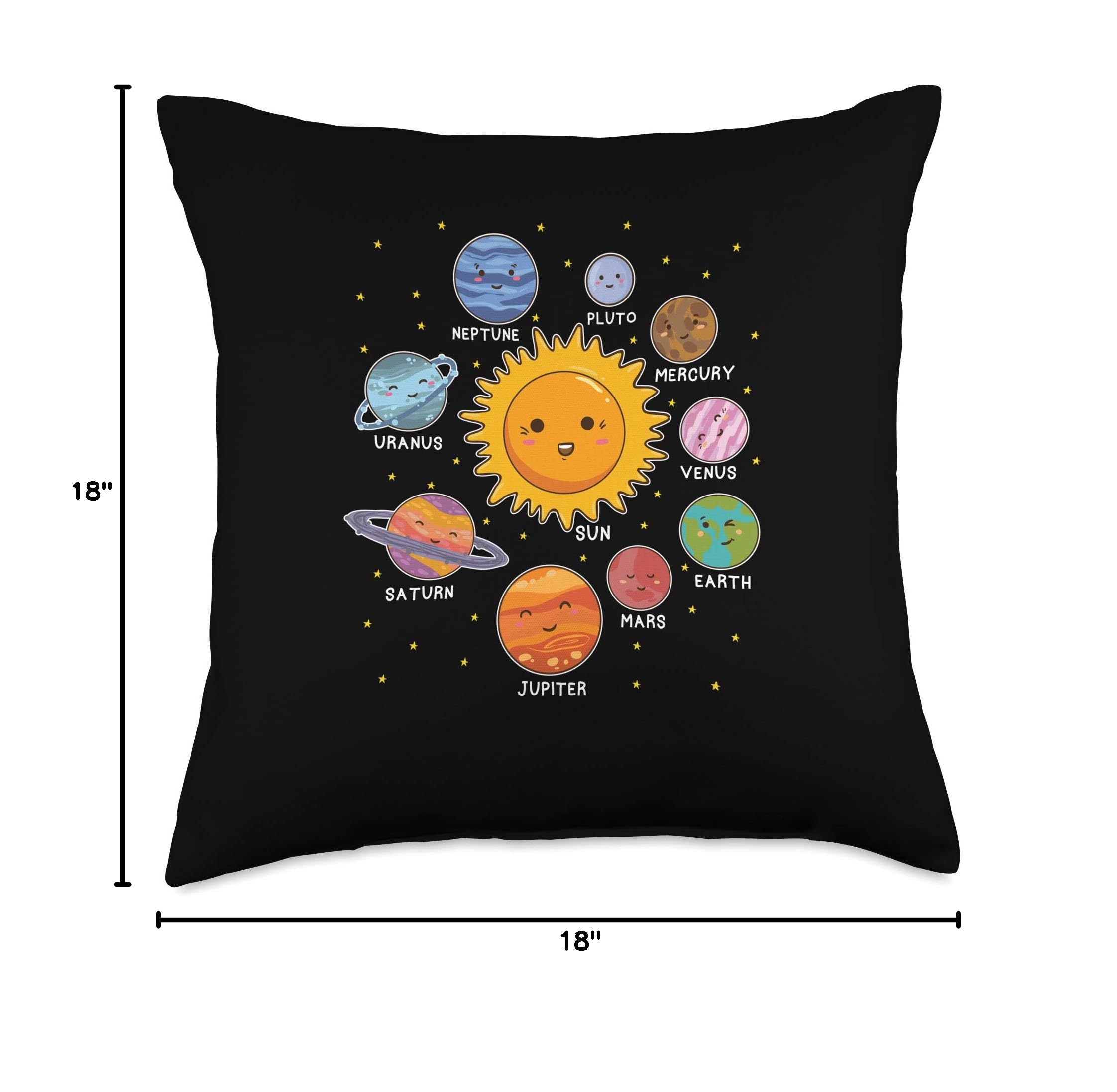 Solar System Planets Throw Pillow for Kids - Educational STEM Learning Decor for Boys & Girls | Space Themed Bedroom, Classroom & Playroom Decorations
