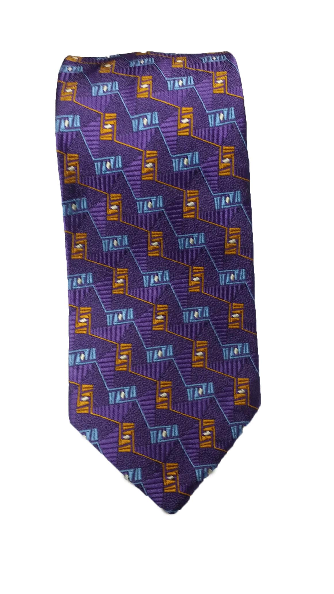 Geometric Pattern Silk Necktie for Men - Elegant Seven Fold Tie for Business, Weddings & Formal Events | Pebble Beach Inspired Design