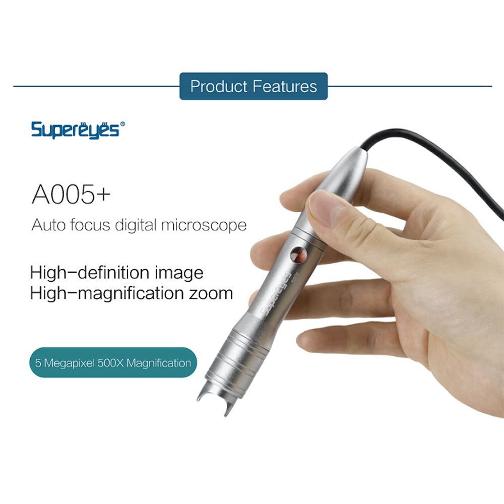5.0MP USB Digital Microscope with 1-500X Magnification, Auto Focus & LED Light - Portable Handheld Magnifier for Coin Collecting, Jewelry Inspection, PCB Repair & Science Education