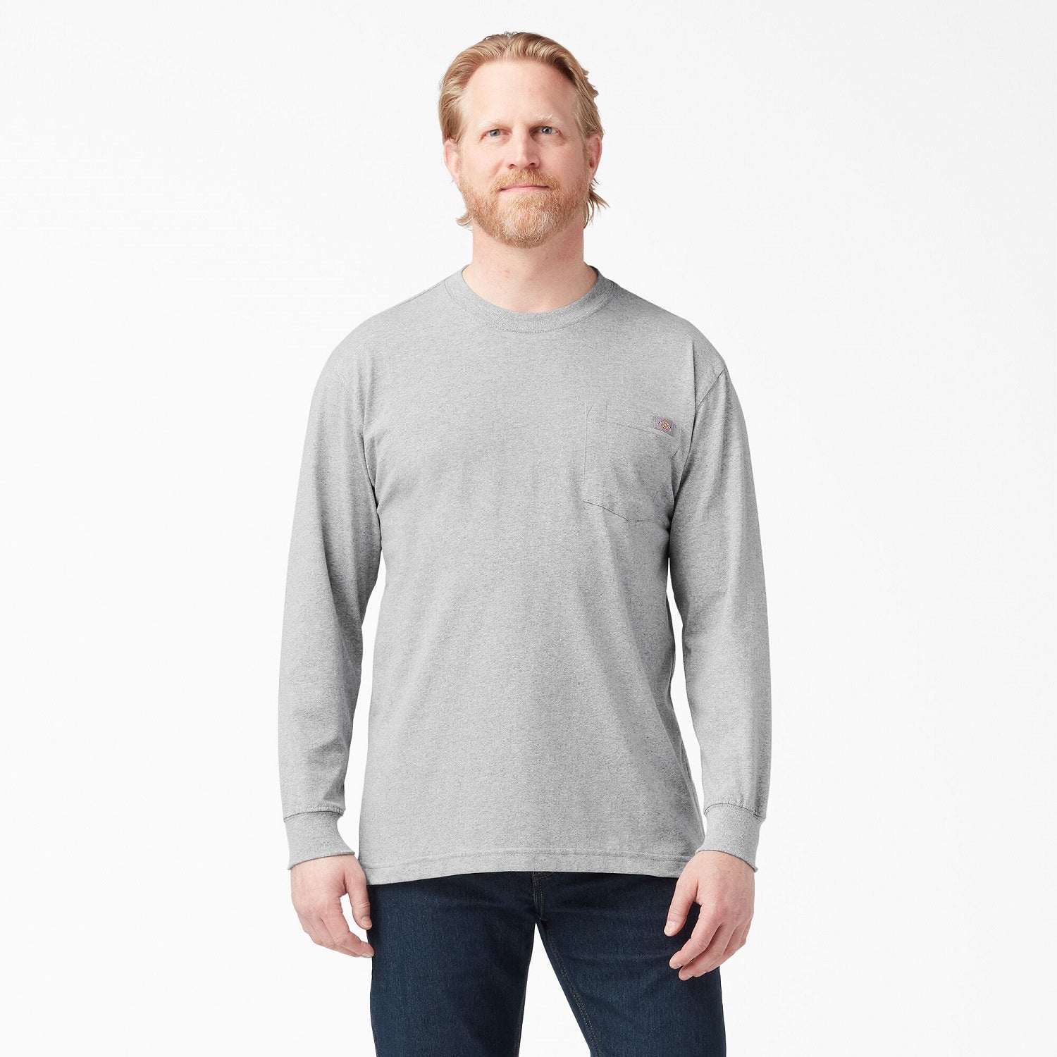 Dickies Men's Heavyweight Long Sleeve Crew Neck T-Shirt - Durable Workwear for Construction, Landscaping & Outdoor Activities