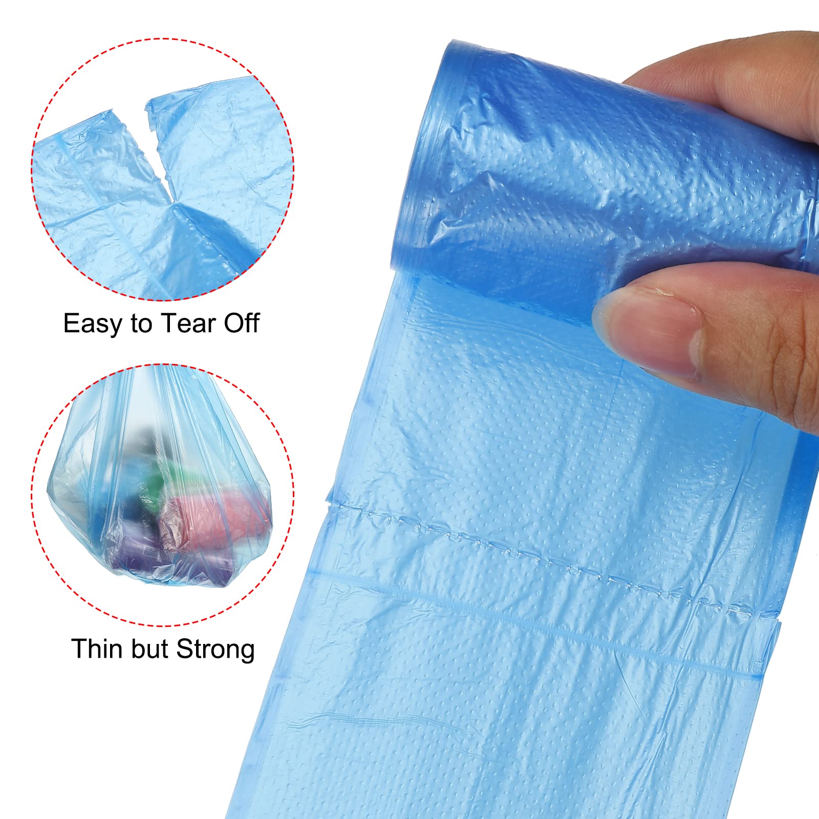 MECCANIXITY Small Trash Bags 0.5 Gallon - Mini Garbage Bags for Desktop & Office Trash Cans, Blue, 4 Rolls (120 Counts) - Perfect for Home, Office, Bathroom & Car Waste Disposal