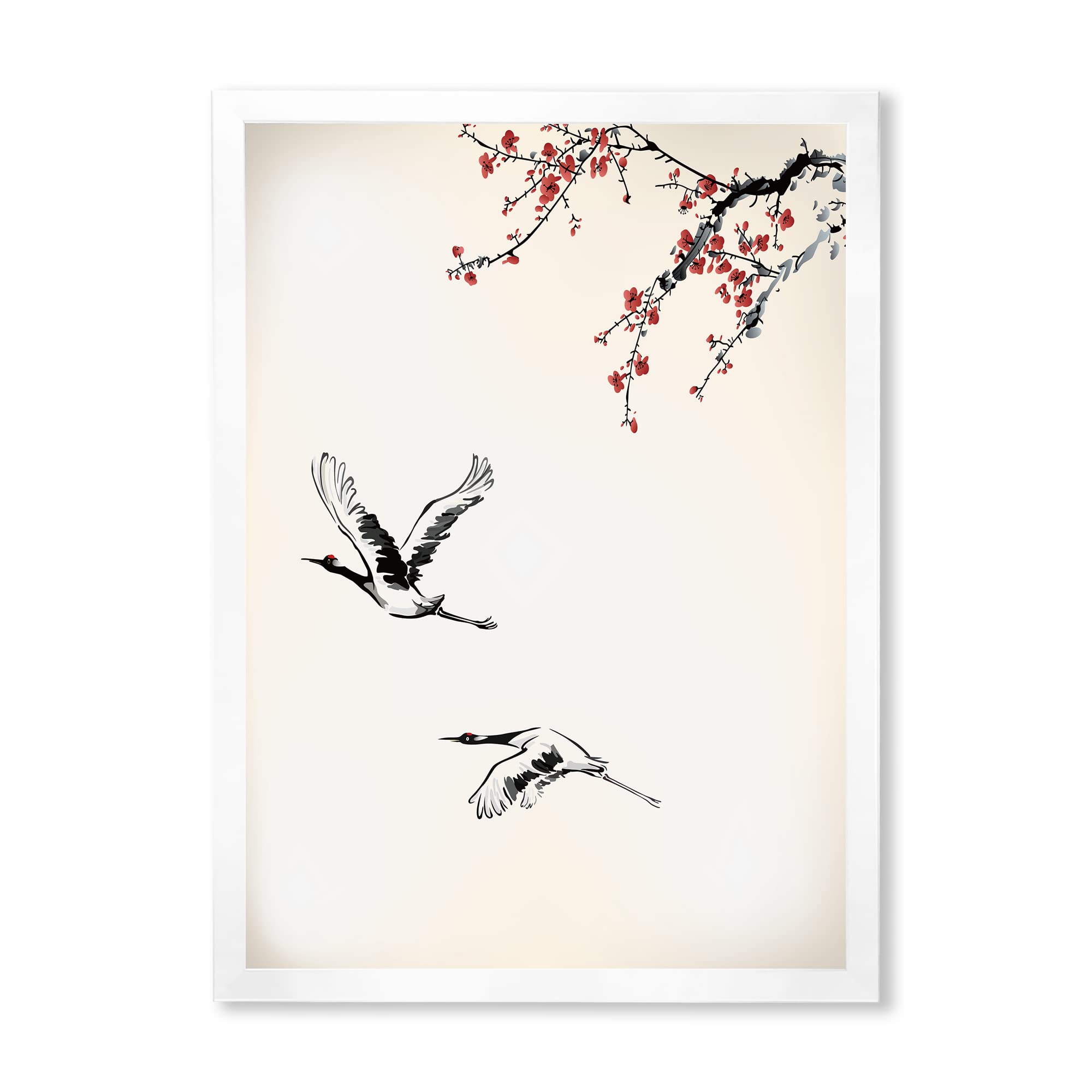 Sweet Winter Birds Traditional Framed Wall Art - Hand Painted Canvas Home Decor for Living Room, Bedroom & Office - Perfect Christmas Gift & Holiday Decoration