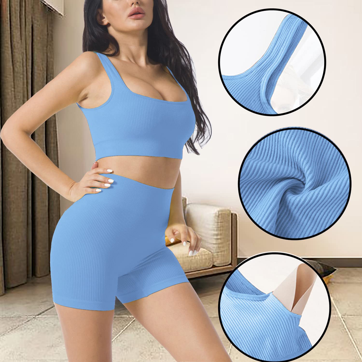 Seamless 2-Piece Workout Sets for Women - Sexy One Shoulder Sports Bra & High Waist Yoga Shorts | Gym, Running & Yoga Outfits