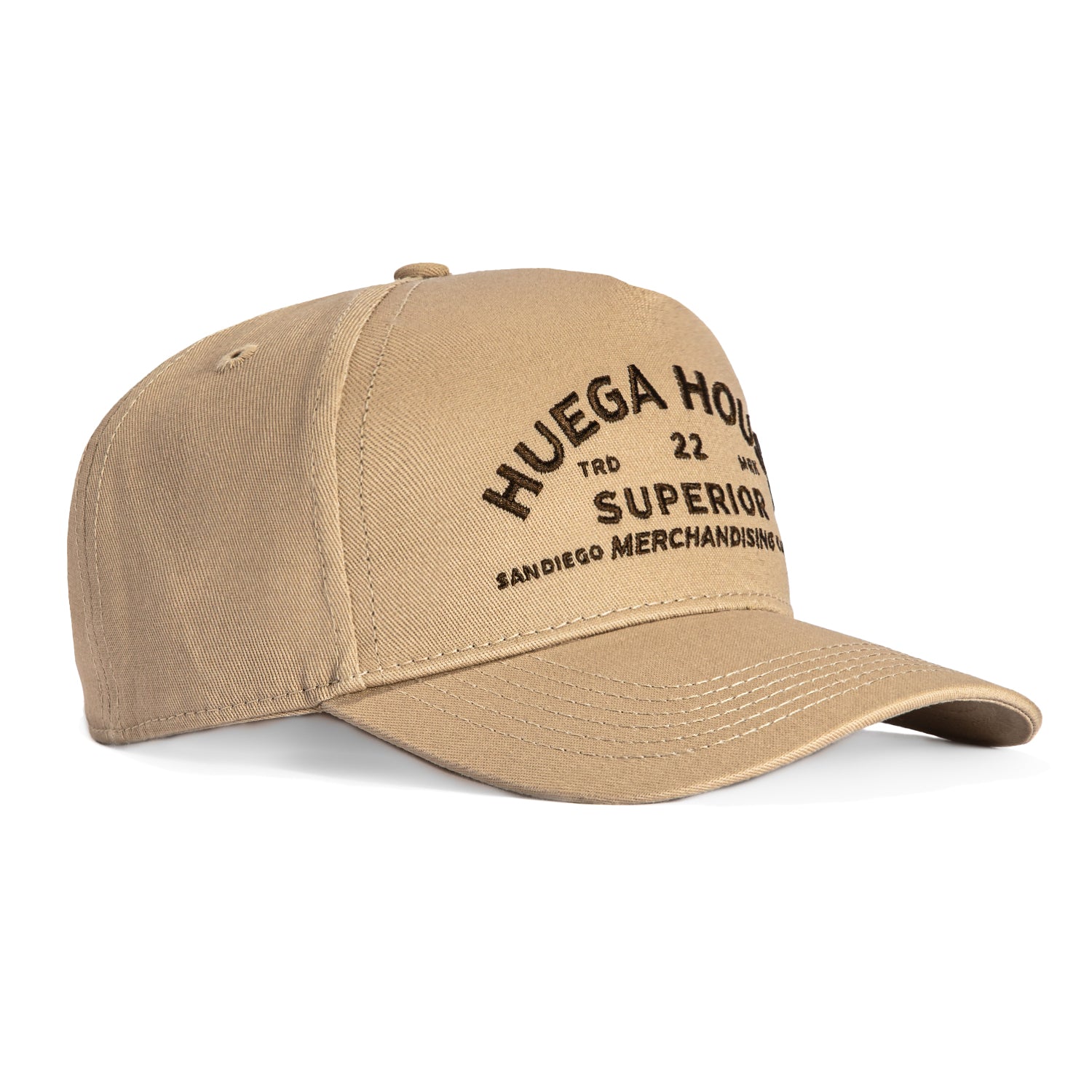 Huega House Trademark Snapback Hat - Adjustable Khaki Baseball Cap for Men & Women - Perfect for Outdoor Sports, Streetwear Fashion & Casual Wear