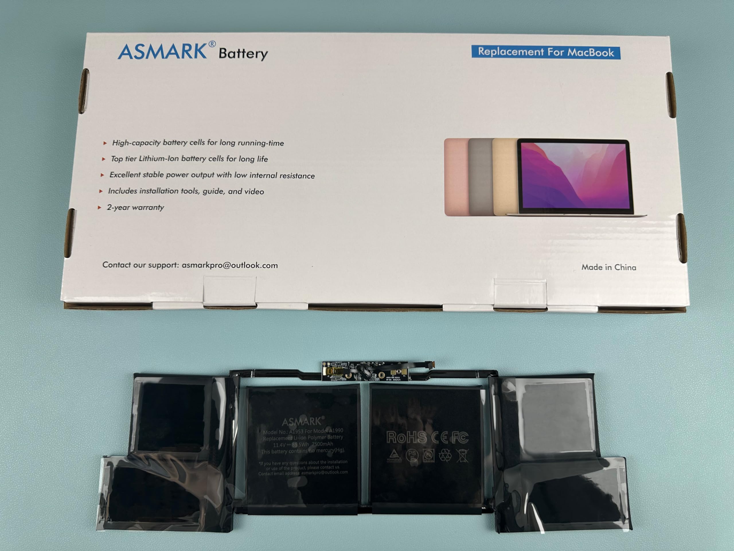 ASMARK A1990 Replacement Battery for MacBook Pro 15-inch (2018-2019 Model A1953) - High Capacity Laptop Battery for Extended Work & Creative Projects