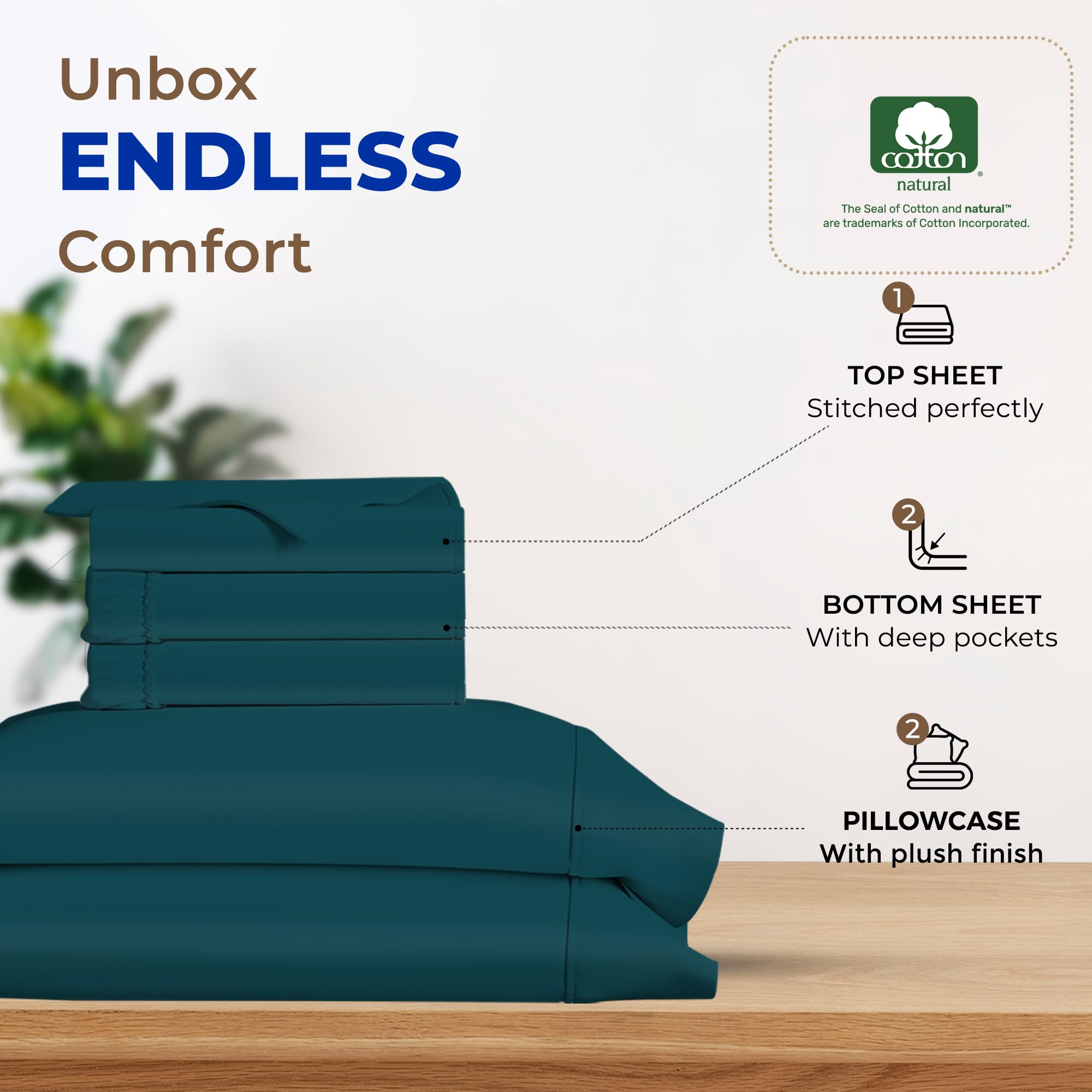 Premium 600 Thread Count 100% Egyptian Cotton Split King Sheet Set - 5 PC Cooling Bed Sheets with 16
