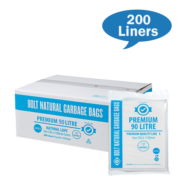 Premium Clear 90Lt Trash Bags - Heavy Duty Garbage Liners for Kitchen, Office & Outdoor Use - Leak Proof & Odor Control