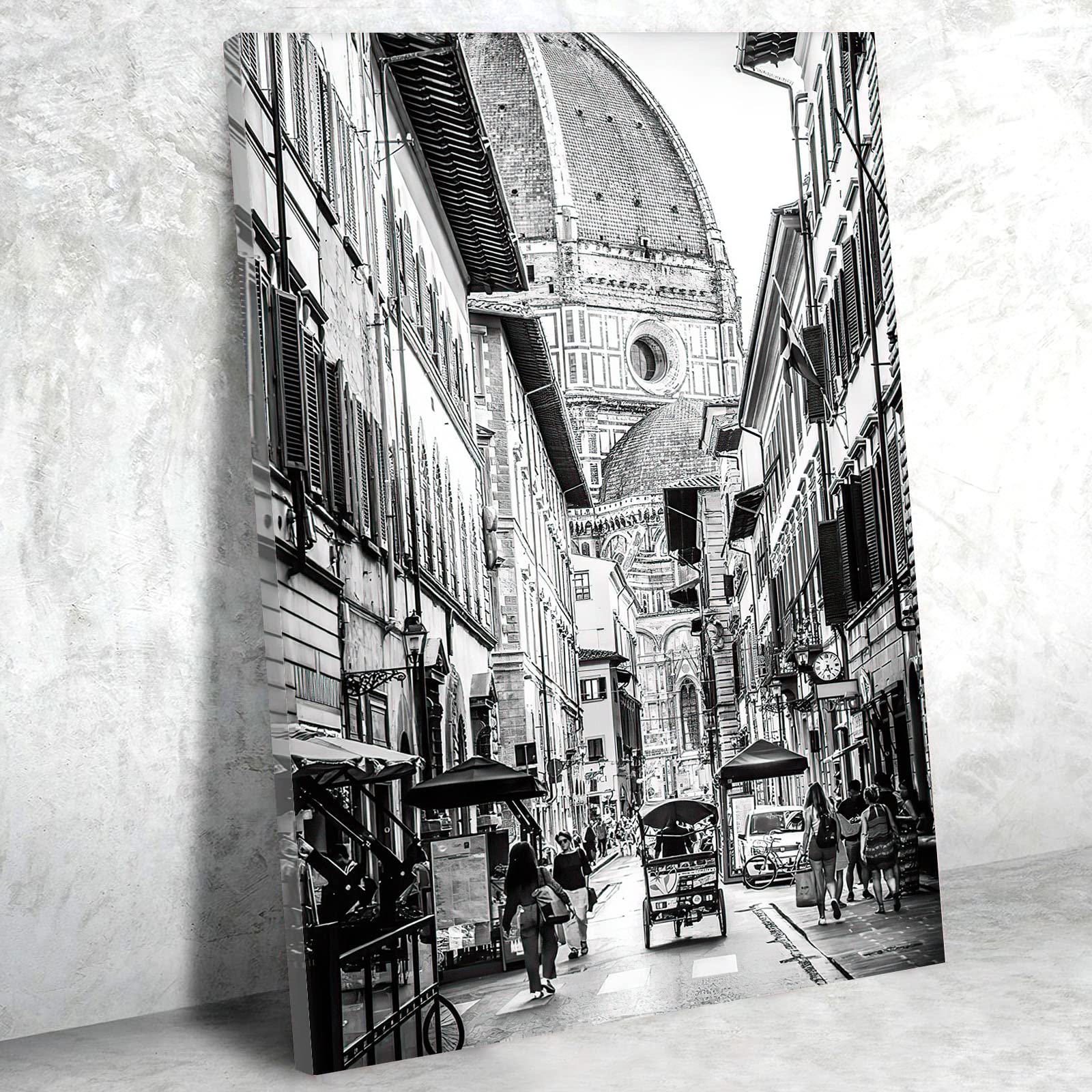 Black and White Italy Architecture Canvas Wall Art - 16x24 Inch Framed Travel Poster for Living Room, Bedroom & Home Decor - Perfect for Modern, Minimalist & Urban Interior Design Styles