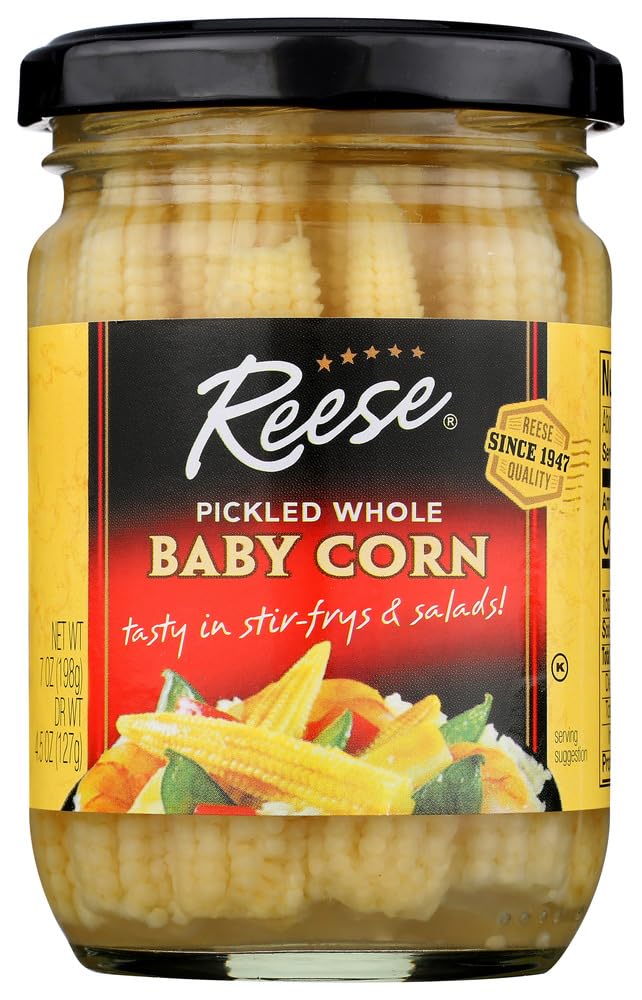 Reese Baby Corn 7 OZ (Pack of 24) - Sweet Mini Corn Cobs - Perfect for Salads, Soups, and Healthy Snacks - Canned Vegetables for Quick Meals