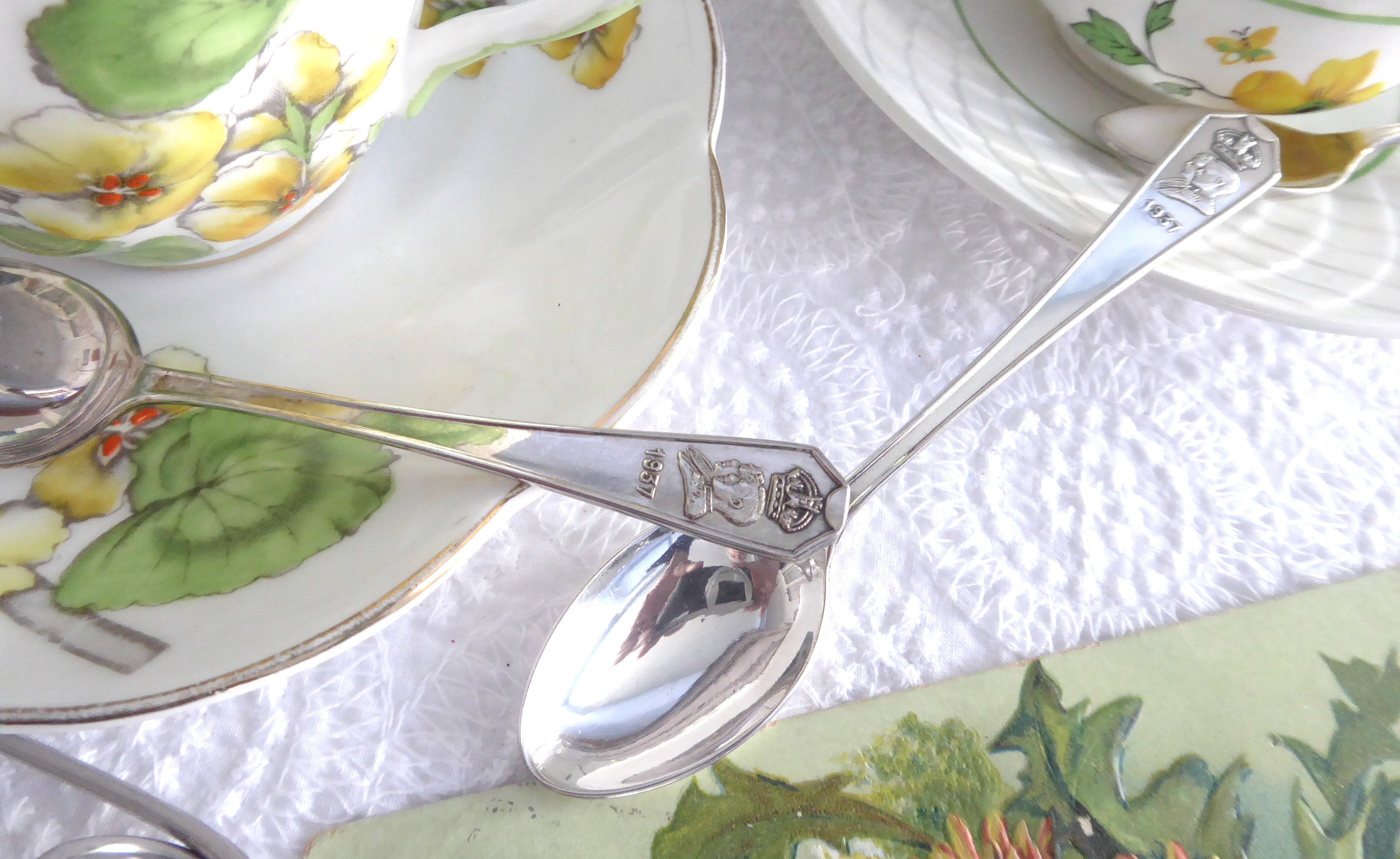 George VI 1937 Coronation Silver Tea Spoon Set of 4 - Vintage Coffee Spoons by Alex Clark Ltd - Perfect for Afternoon Tea & Collectible Silverware