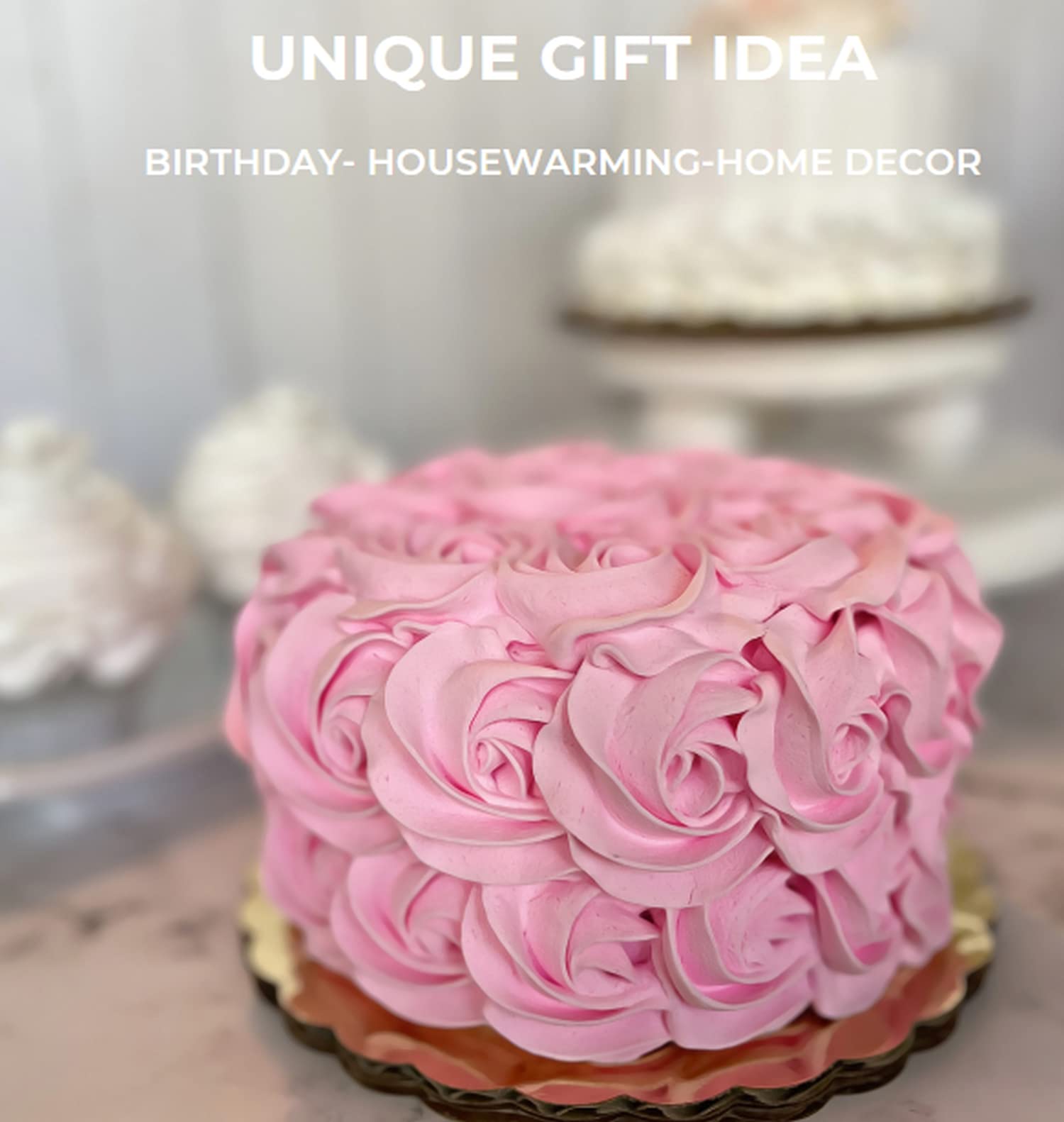 Realistic Fake Cake for Home Decoration - Artificial Pink Rosette Cake Display - Fake Cupcakes & Cake Decor for Party, Wedding, Bakery Display