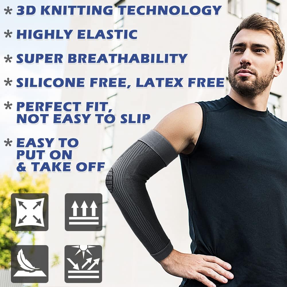 Beister Compression Arm Sleeves for Men & Women - Elbow Support Sleeves for Sports, Workout & Recovery - Non-Slip Full Arm Protection (Pair) - Ideal for Basketball, Tennis, Gym & Arthritis Relief