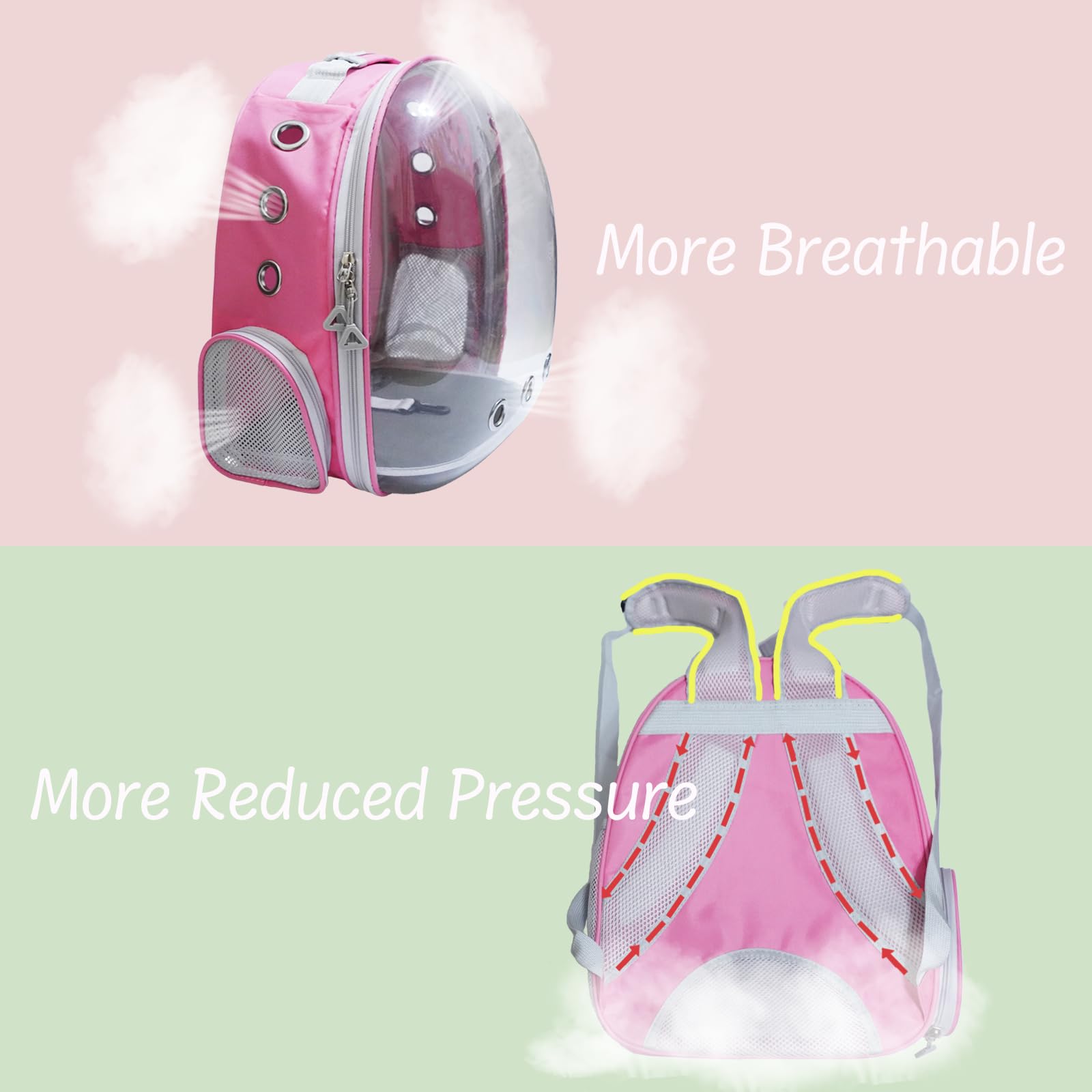 Premium Pet Backpack Carrier for Cats, Small Dogs & Bunnies - Escape-Proof Harness Included - Travel, Hiking & Outdoor Adventures - Breathable & Comfortable (Pink) | Perfect for Vet Visits, Air Travel & Daily Commutes
