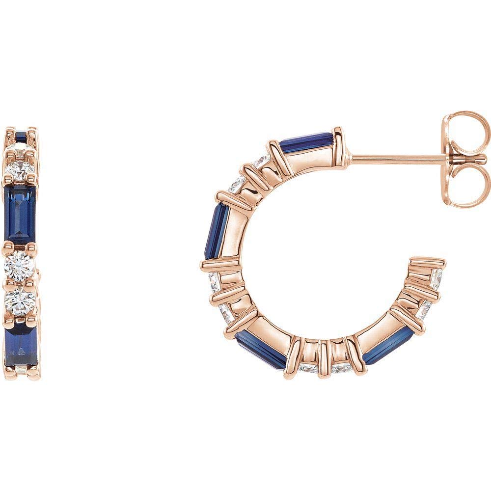 1/5 Cttw Diamond Hoop Huggie Earrings (17mm x 2.6mm) - 0.20 Carat Total Weight - 14K Gold Plated Stud Earrings for Women - Perfect for Everyday Wear, Parties & Special Occasions