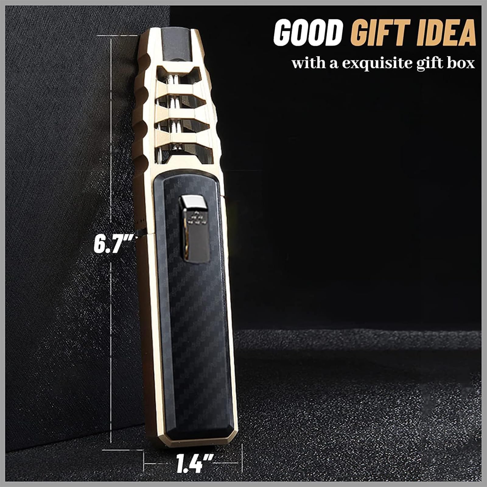 Fire Blaze Lighter - Dual Arc Torch (Gold/Carbon Fiber) for Camping & Outdoor