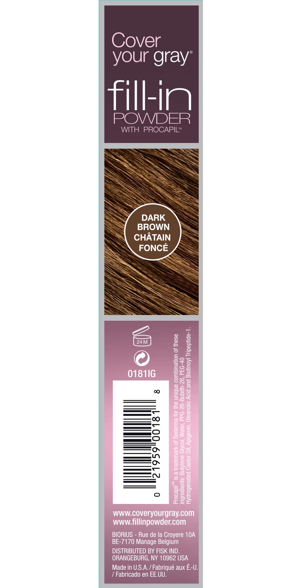 Dark Brown Cover Your Gray Fill In Powder - Quick & Easy Root Touch Up for Natural-Looking Hair - Perfect for Home Use, Travel & Everyday Styling