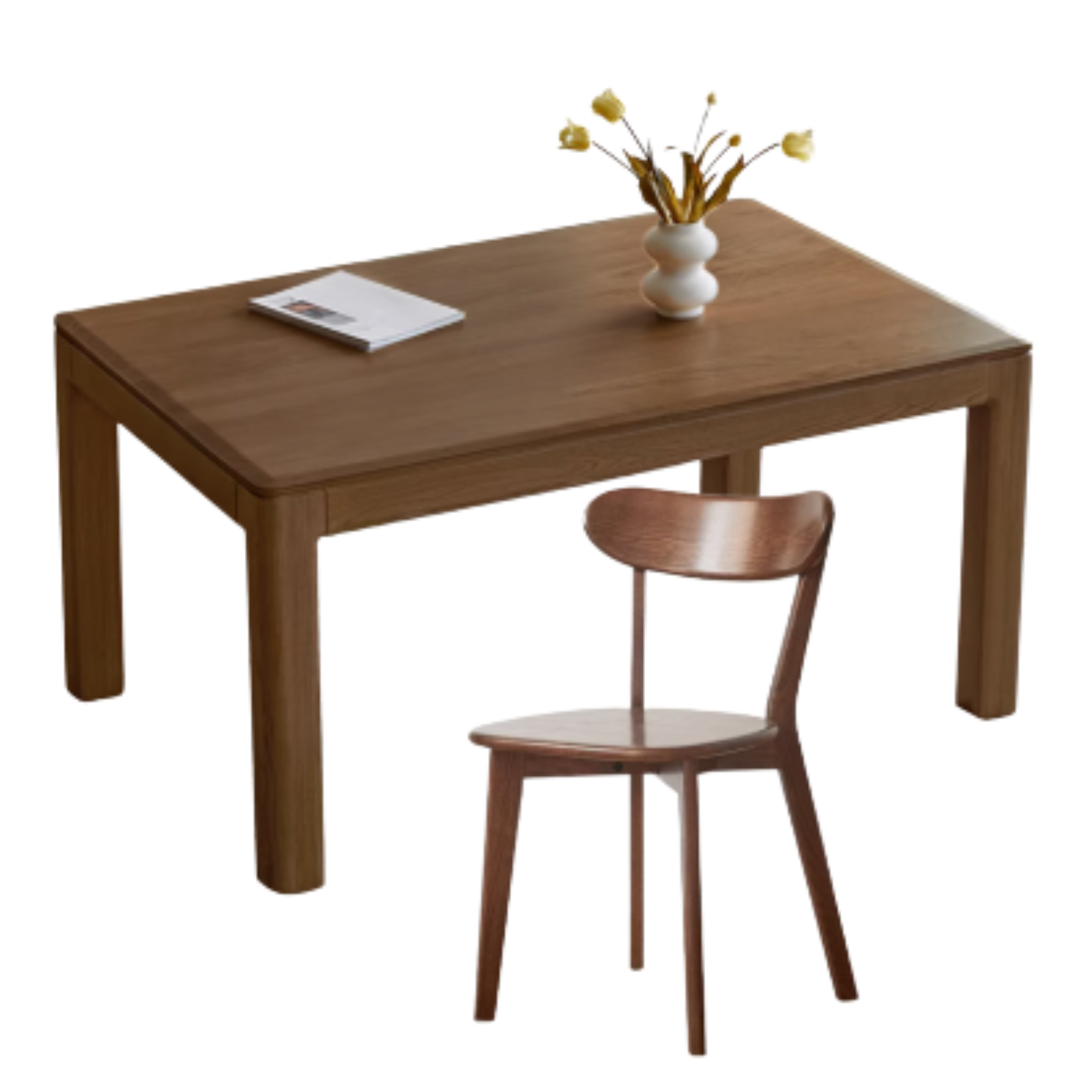 Premium Solid Wood Dining Table - Black Walnut, Ash & Red Oak - Large Farmhouse Style Table for Family Gatherings & Dinner Parties
