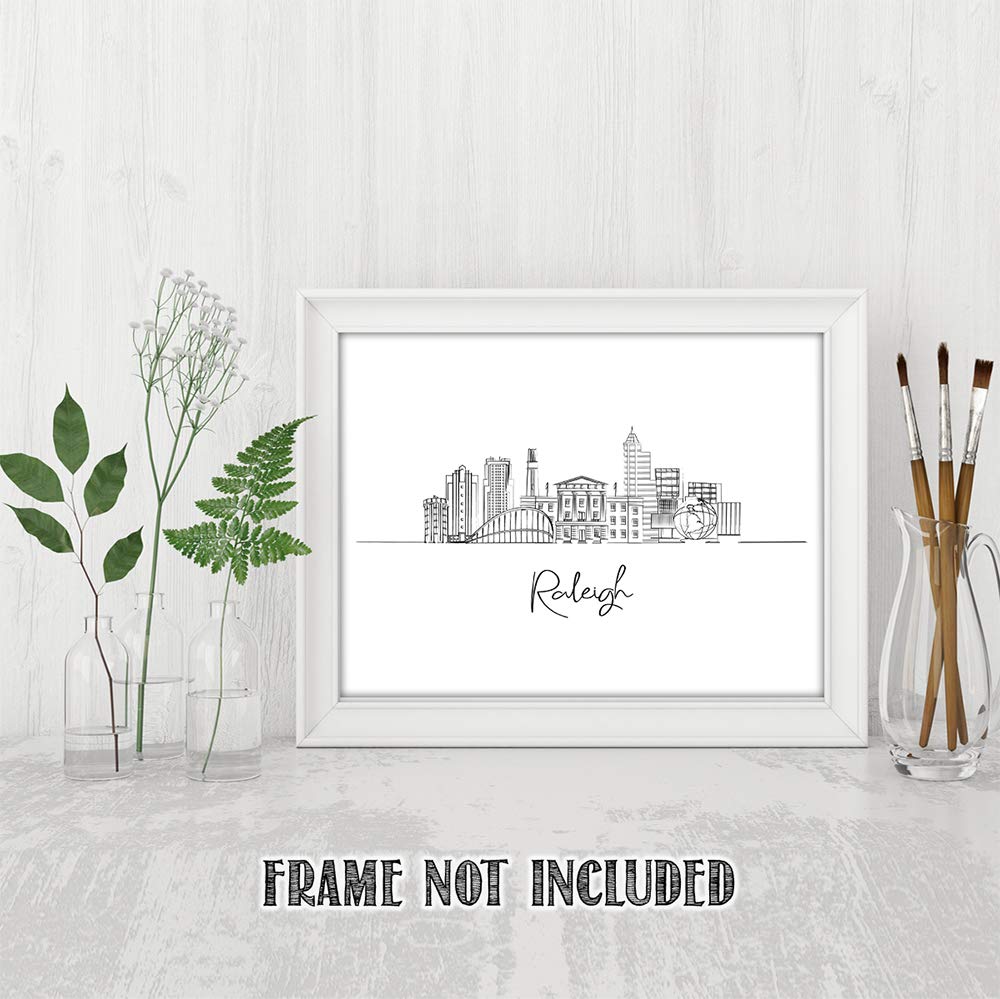 Raleigh Skyline Wall Art Print 11x14 - Unframed Decor for Bedroom & Living Room
