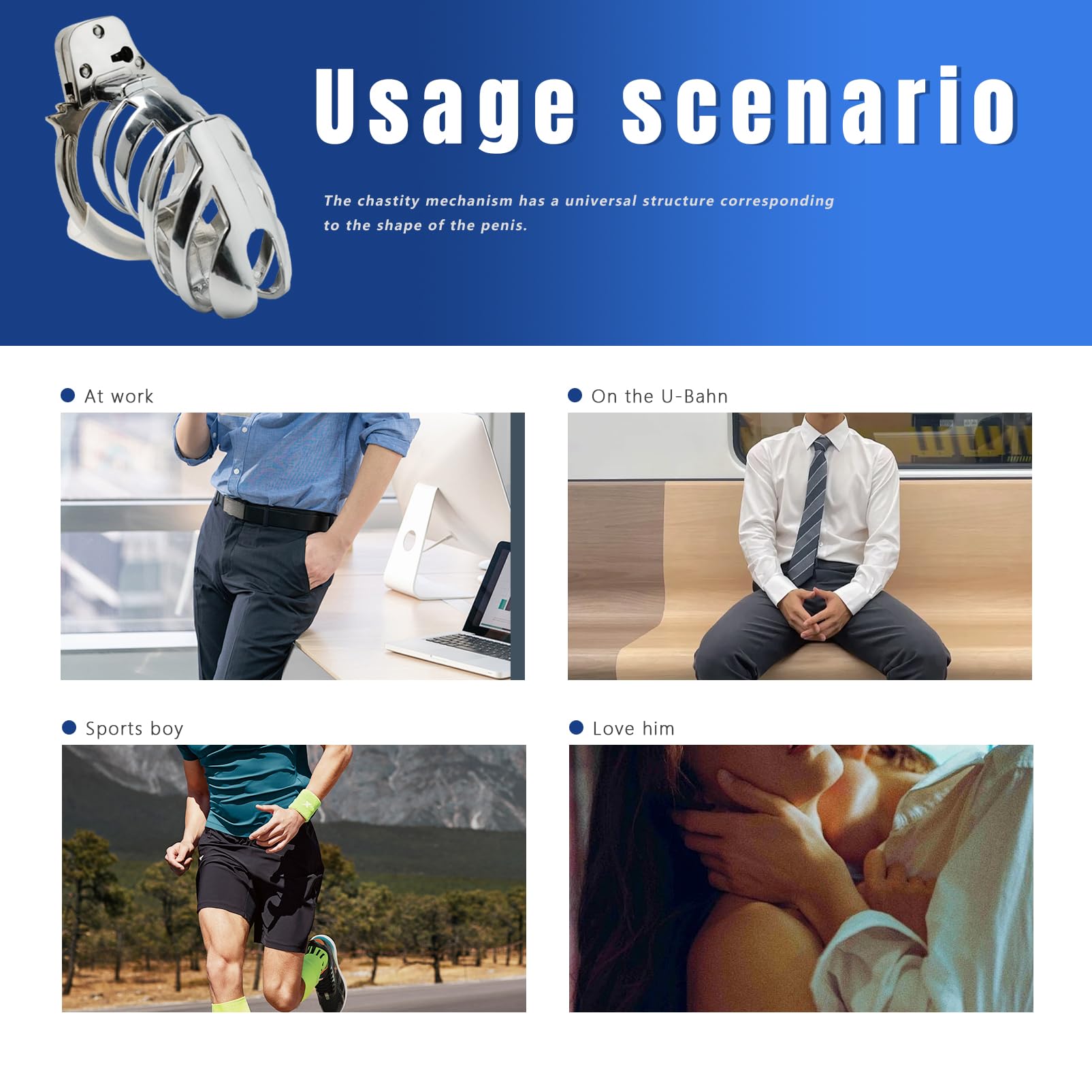 Adjustable Metal Chastity Cage for Men - Breathable Lockable Penis Cage Bondage SM Sissy Sex Toy - Perfect for BDSM, Role Play & Couples Play