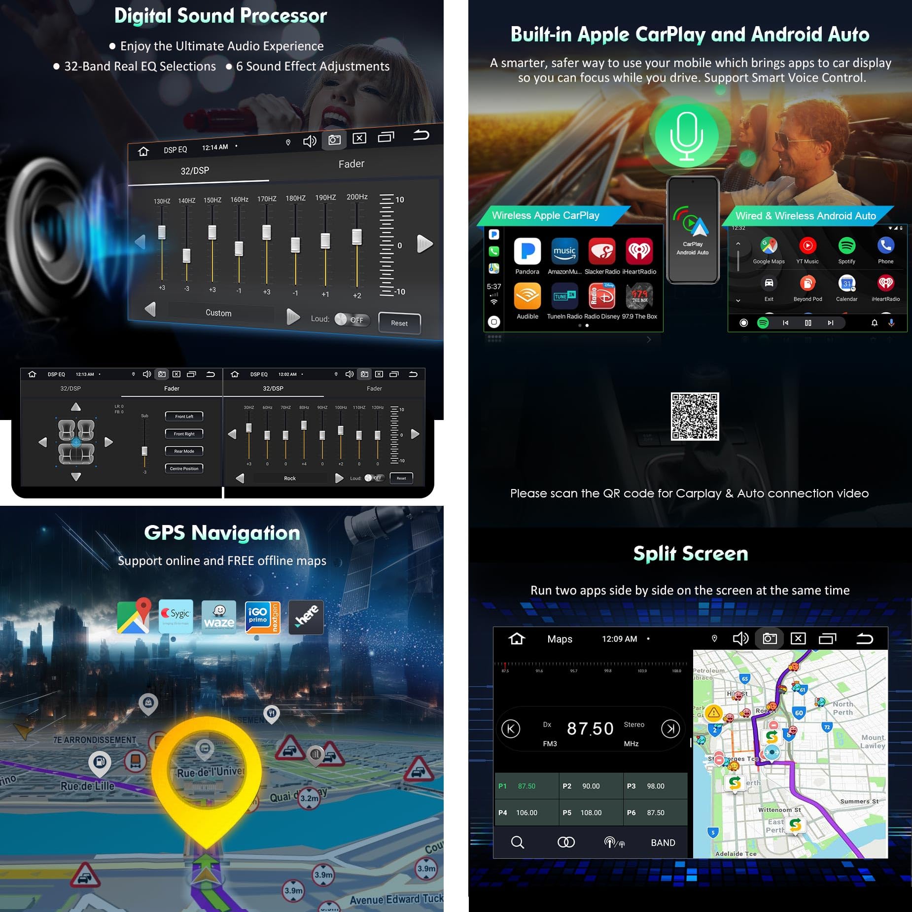 Erisin 8-Core 4GB RAM 64GB ROM Android 14 Car Stereo GPS Navigation for Seat Ibiza 2009-2013 | 7 Inch IPS Touch Screen | Wireless CarPlay & Android Auto | DSP DAB+ Bluetooth 5.0 OBD2 WiFi | Perfect for Road Trips & Daily Commutes