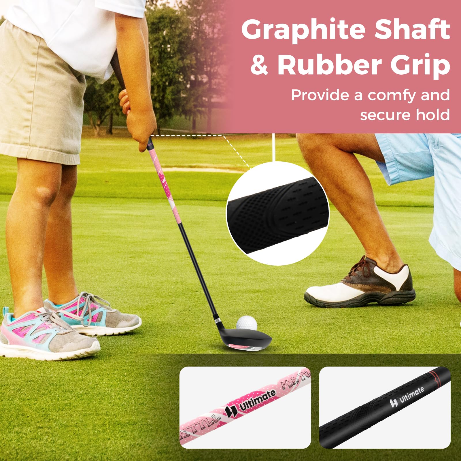 **Goplus Junior Complete Golf Club Set for Kids Ages 5-13 - Right Hand Golf Clubs with Stand Bag, Rain Hood & Practice Accessories - Perfect for Boys & Girls Learning Golf at Home or Driving Range**
