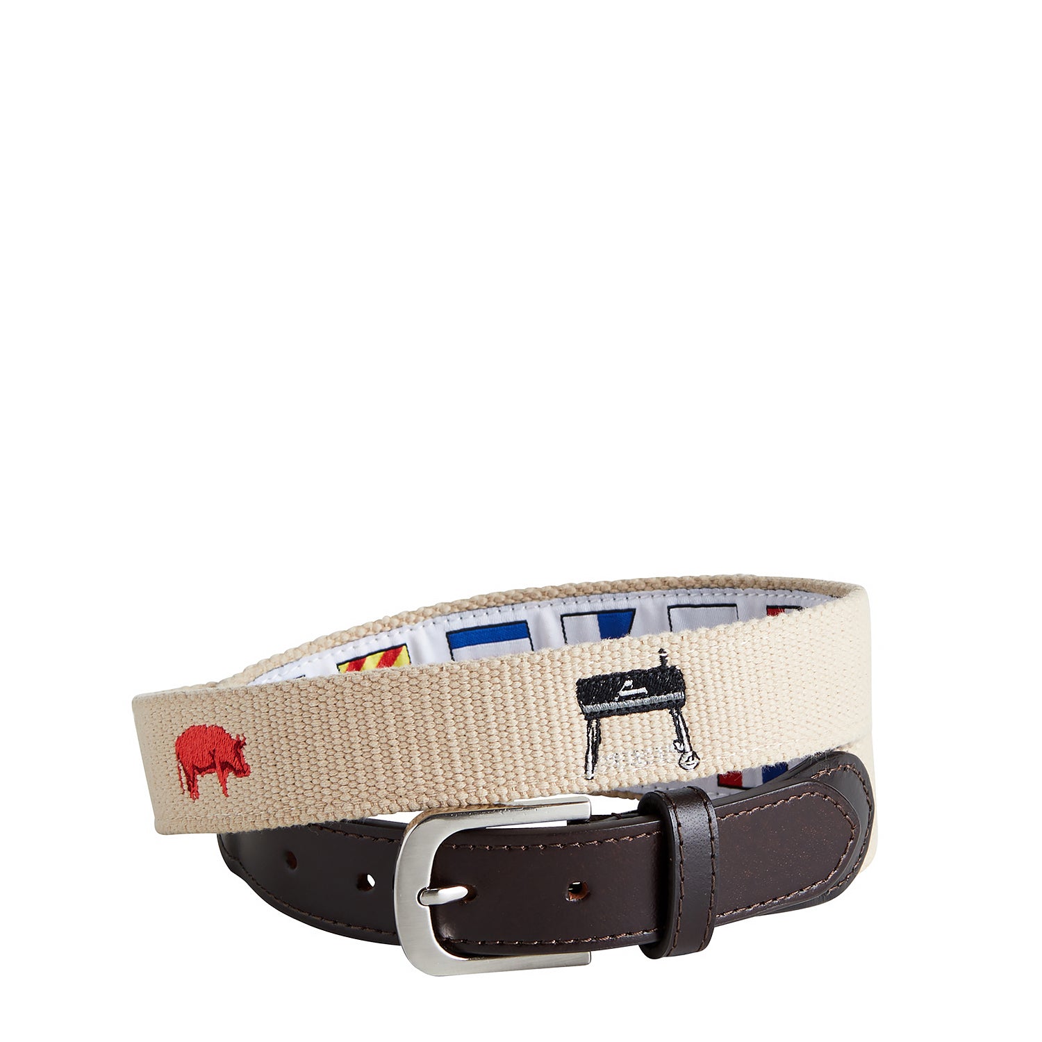 Tan Leather Bowsprit Belt with Smoker Grill & Pig Design - Perfect for BBQ Enthusiasts and Outdoor Cooking Lovers