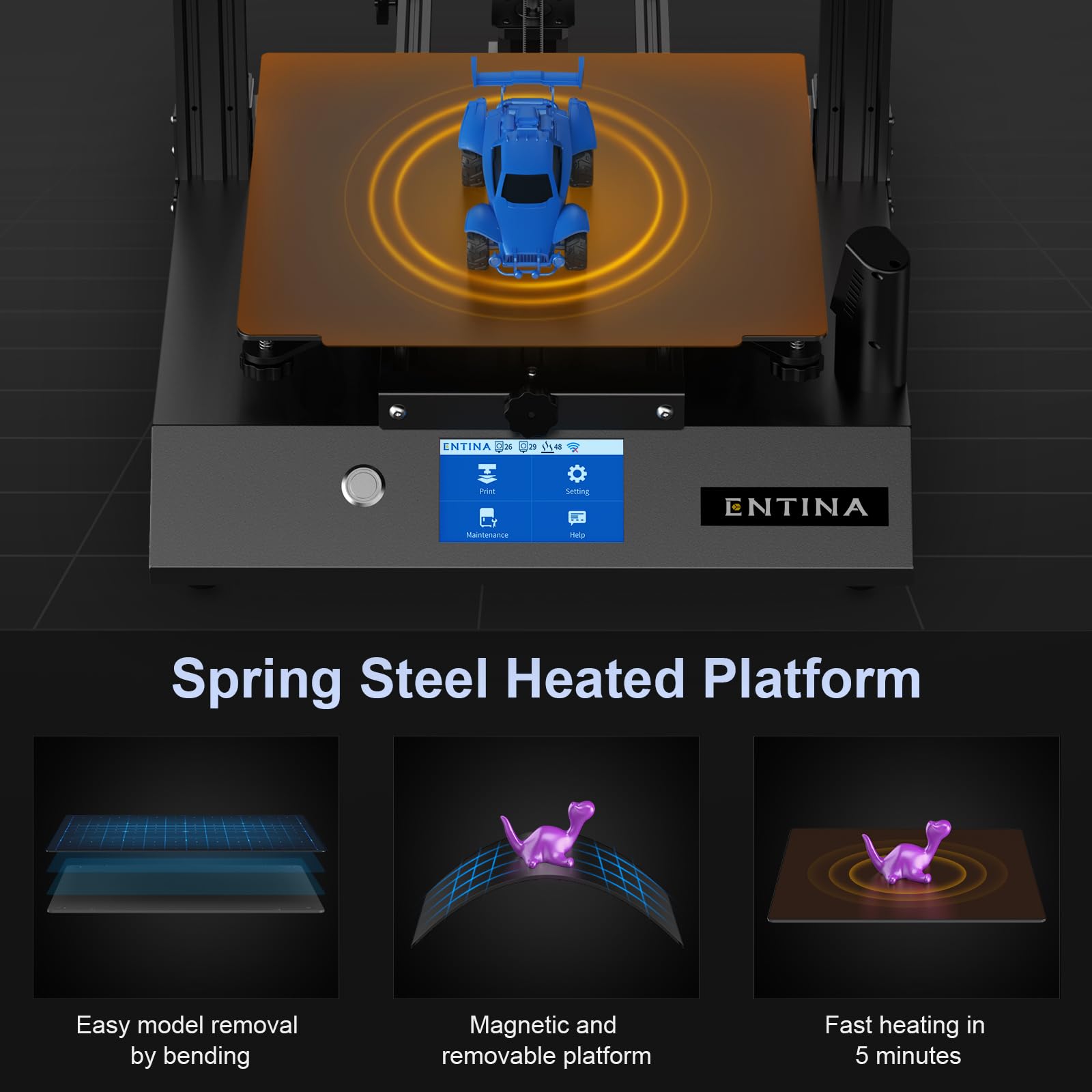 Entina X40 V3 IDEX 3D Printer - Independent Dual Extruder with 295° High Temp Nozzles, 32-bit Silent Motherboard, 4.3