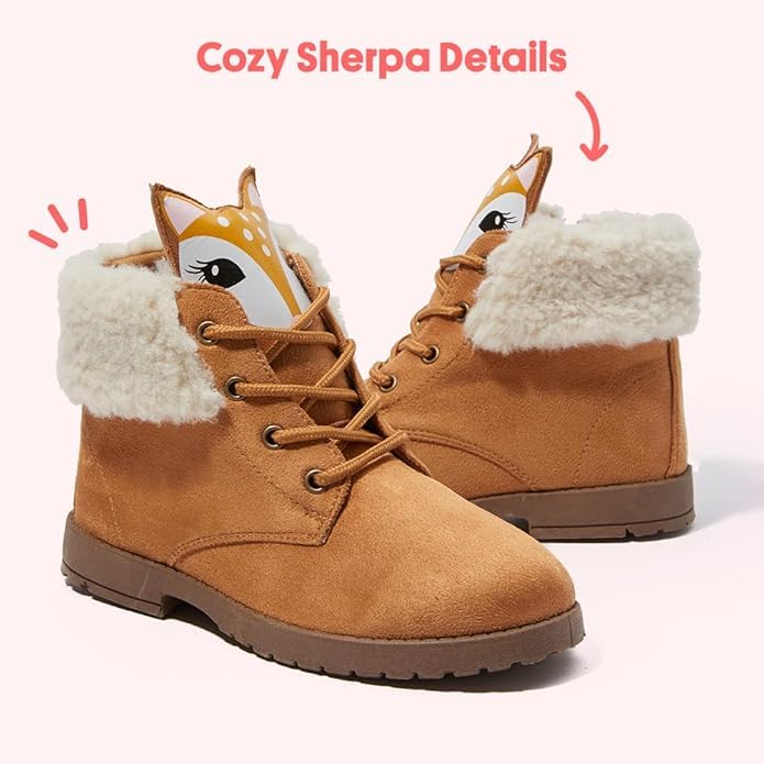 FabKids Girls Fashion Ankle Boots - Cute Combat Boots with Lace Up & Non-Slip Sole for Toddler, Little & Big Kids | Perfect for School, Playdates & Outdoor Adventures