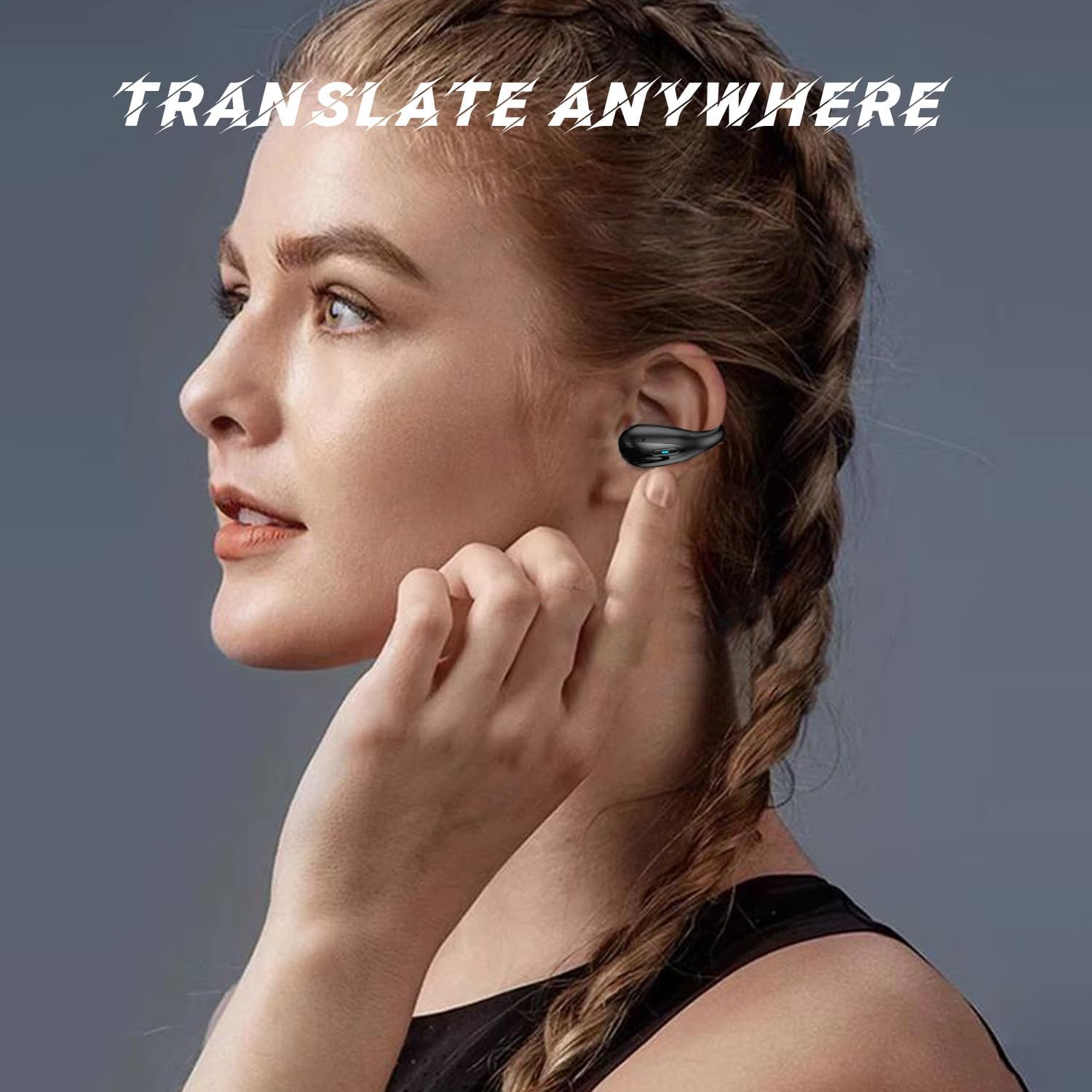 Real-Time AI Language Translator Earbuds - Open Ear Wireless Bluetooth Earbuds with 144 Language Translation for iOS & Android (Black) | Perfect for Travel, Business Meetings & Multilingual Conversations
