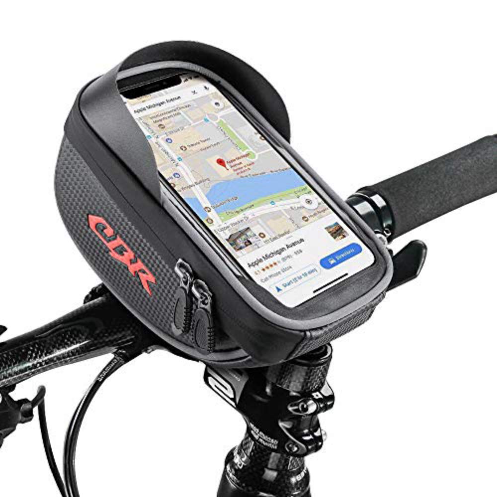 **Waterproof Bike Frame Bag - Top Tube Handlebar Pouch for Cycling with Touch Screen Phone Pocket (Fits Up to 6