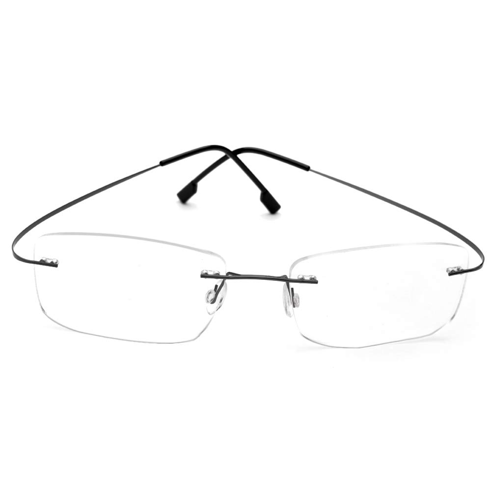 Flexible Titanium Alloy Computer Glasses - Blue Light Blocking Readers with Rimless Frame for Men & Women | Lightweight & Durable for Office Work, Gaming & Screen Time