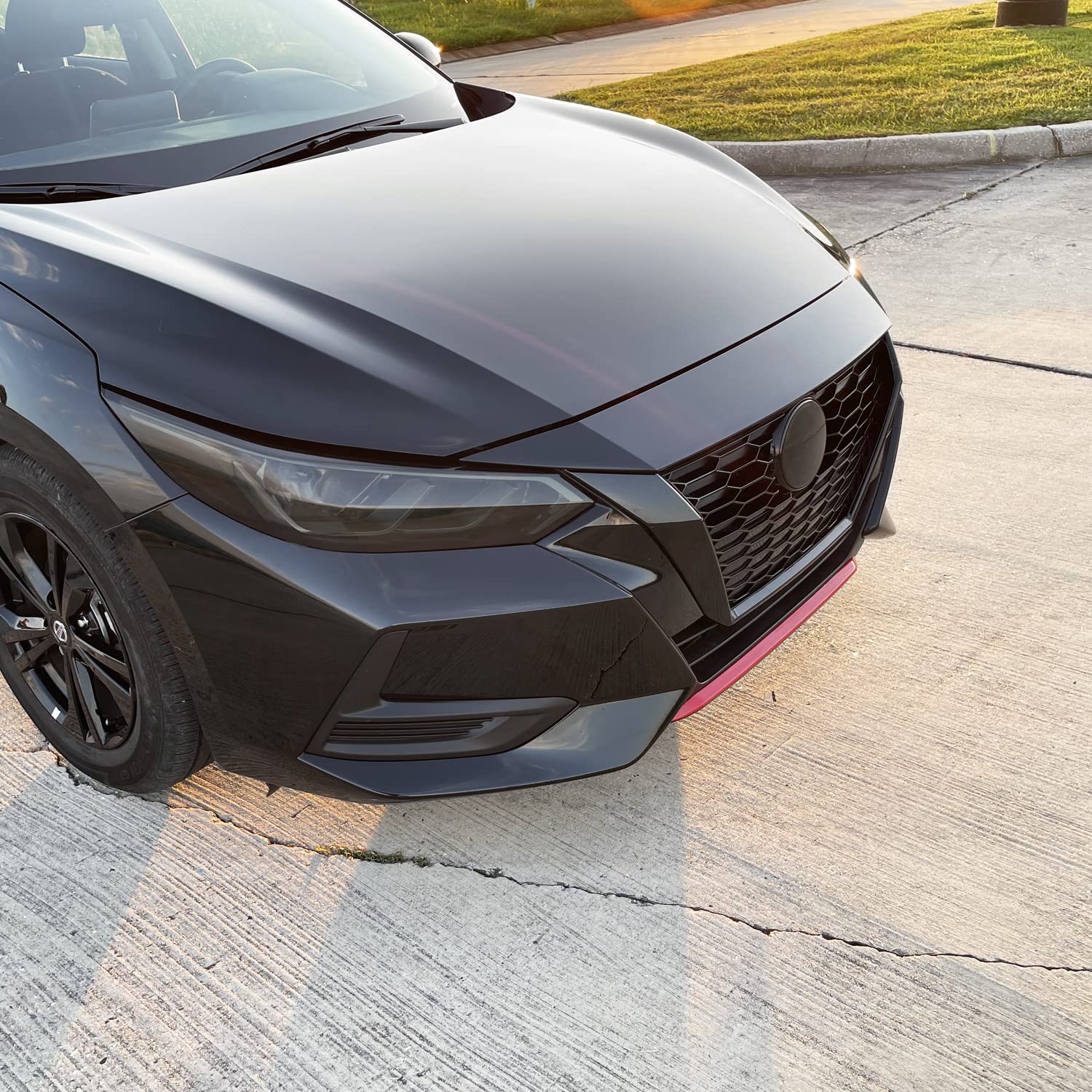 2020-2022 Nissan Sentra Front Bumper Red Vinyl Overlay - Glossy 3-Piece Lower Lip Kit | Custom Car Styling & Protection for Daily Driving & Car Shows