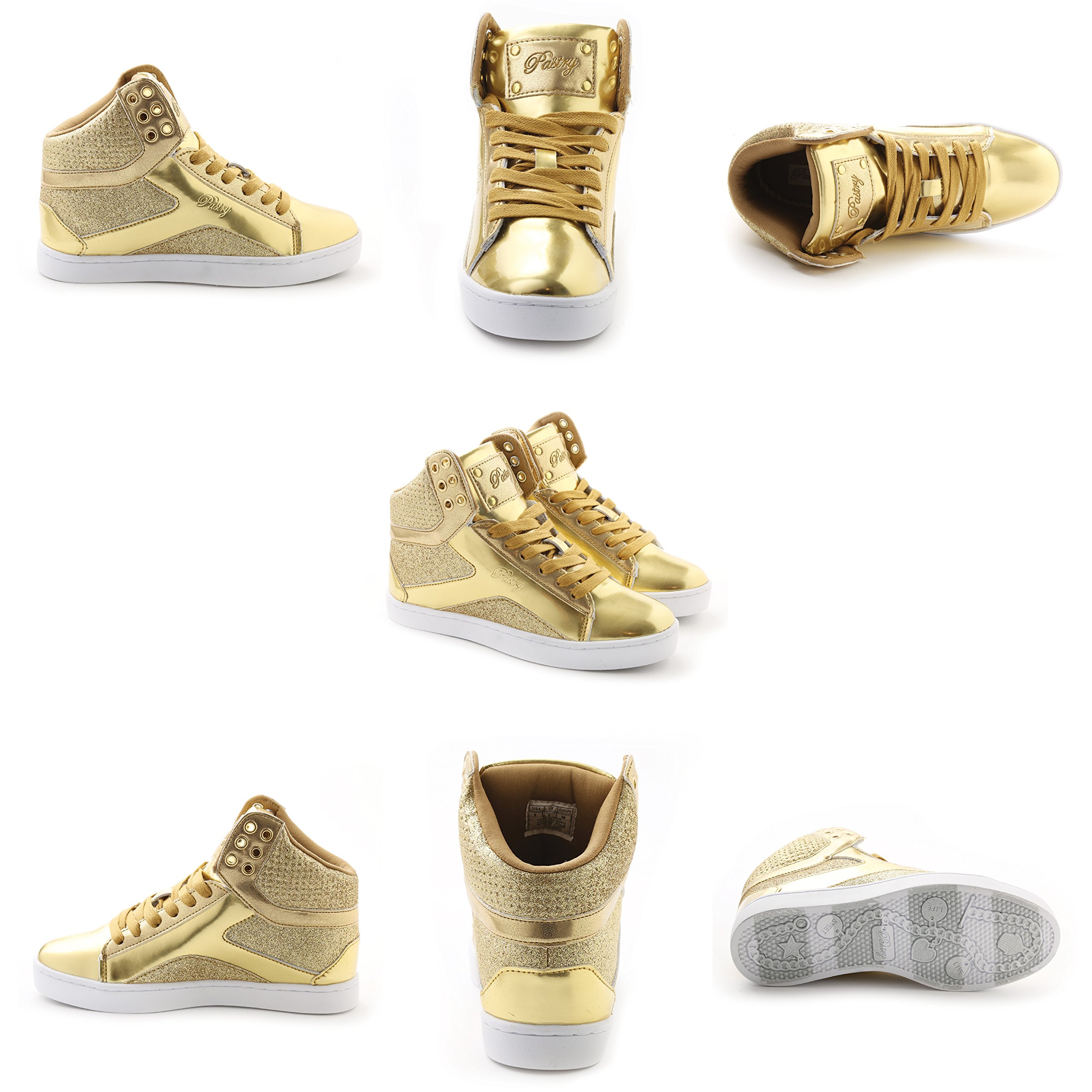 Women's Glitter High-Top Sneakers - Pastry Pop Tart Style Dance Shoes for Jazz, Cheerleading & Performance | Fashionable Comfort & Grip