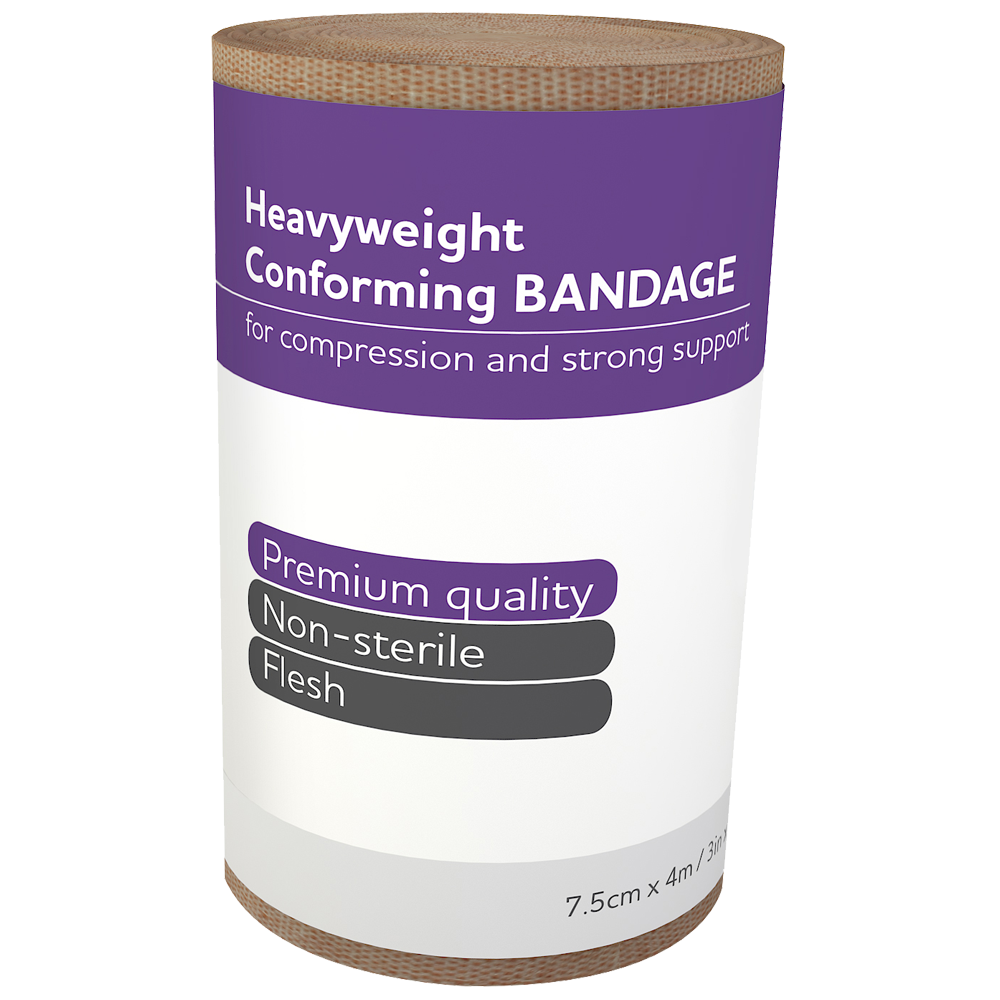 Heavyweight Conforming Bandages 7.5cm x 4m (3in x 13ft) - 12 Pack for First Aid, Sports Injuries & Wound Care