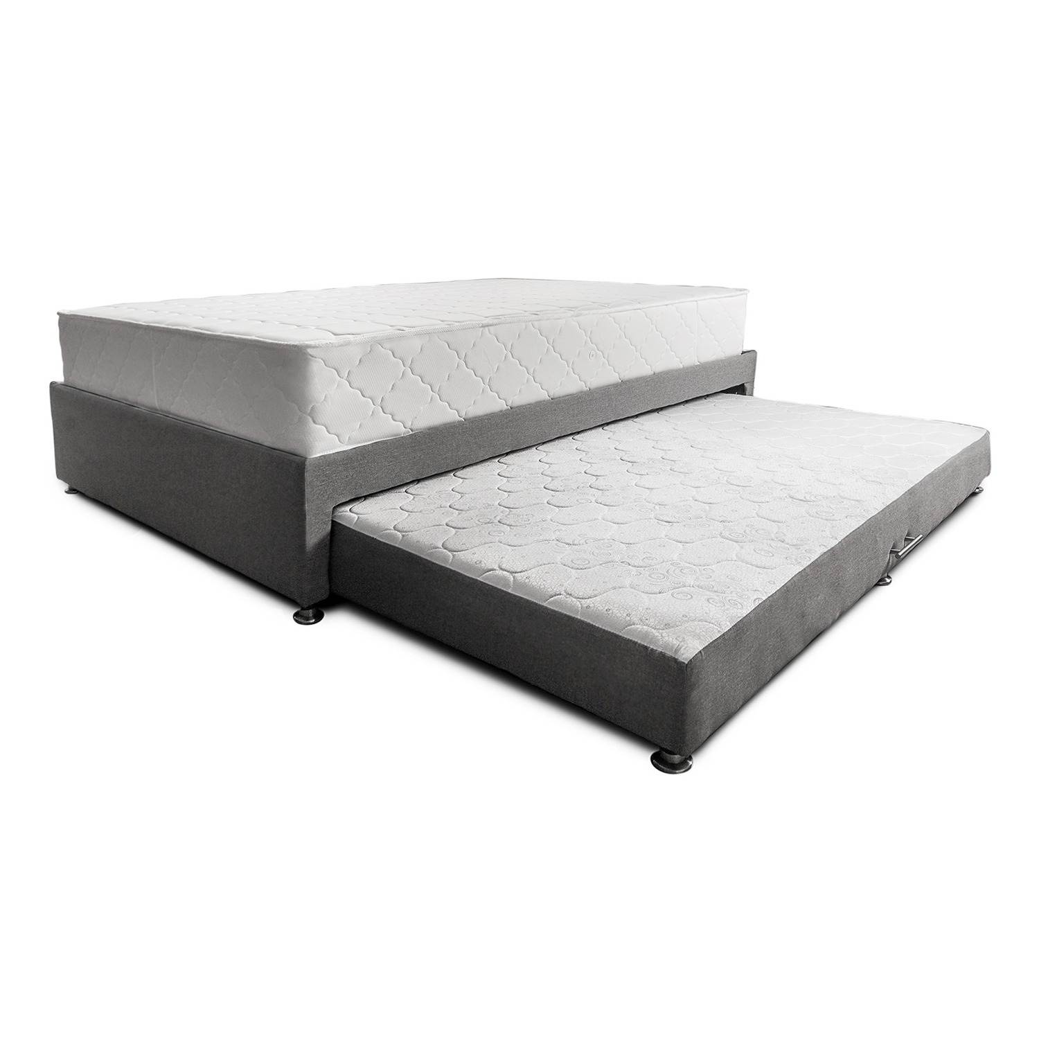 Dreamer Grey Simple 100cm Rectangular Platform Bed and Mattress Combo with Pillow - Perfect for Small Bedrooms, Guest Rooms, and Studio Apartments