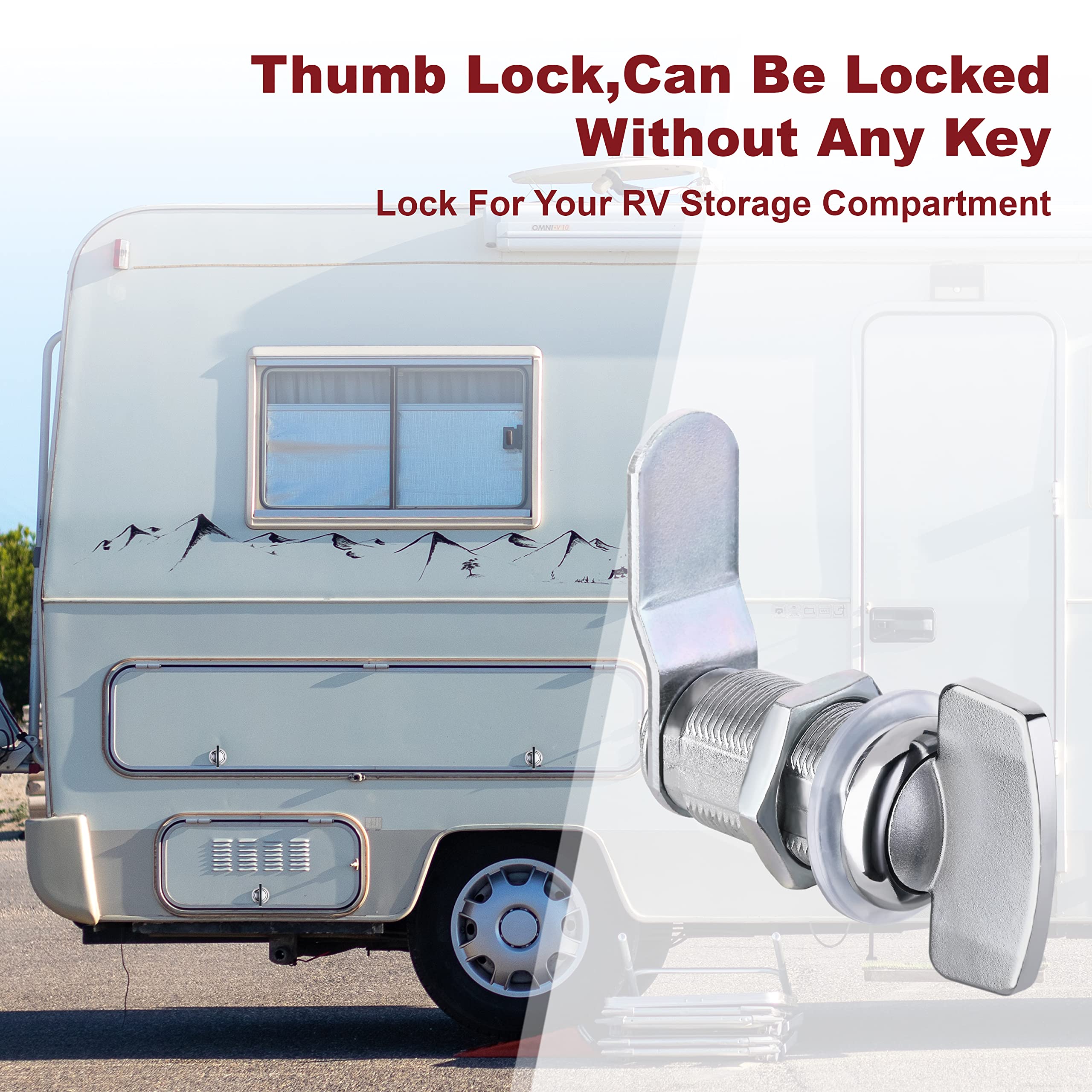 Keyless RV Thumb Cam Lock - 1-1/8 Inch Twist Operated Boat & RV Storage Compartment Lock - Pack of 5 - Secure Outdoor Shower, Baggage Doors & Storage Boxes for Camping, Travel & Marine Use