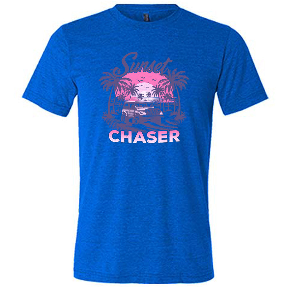 Sunset Chaser Graphic T-Shirt for Men & Women - Casual Unisex Tee for Beach Vacation, Music Festivals & Outdoor Adventures