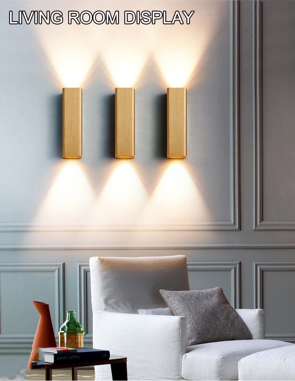 2-Pack Modern LED Wall Sconce Lights 12W Up Down Lighting - 6.5×6×45cm Indoor Wall Lights for Bathroom, Living Room, Bedroom, Dining Room & Hallway - Energy Saving Home Decor Lighting (Style4) - Perfect for Ambient Lighting & Space Illumination