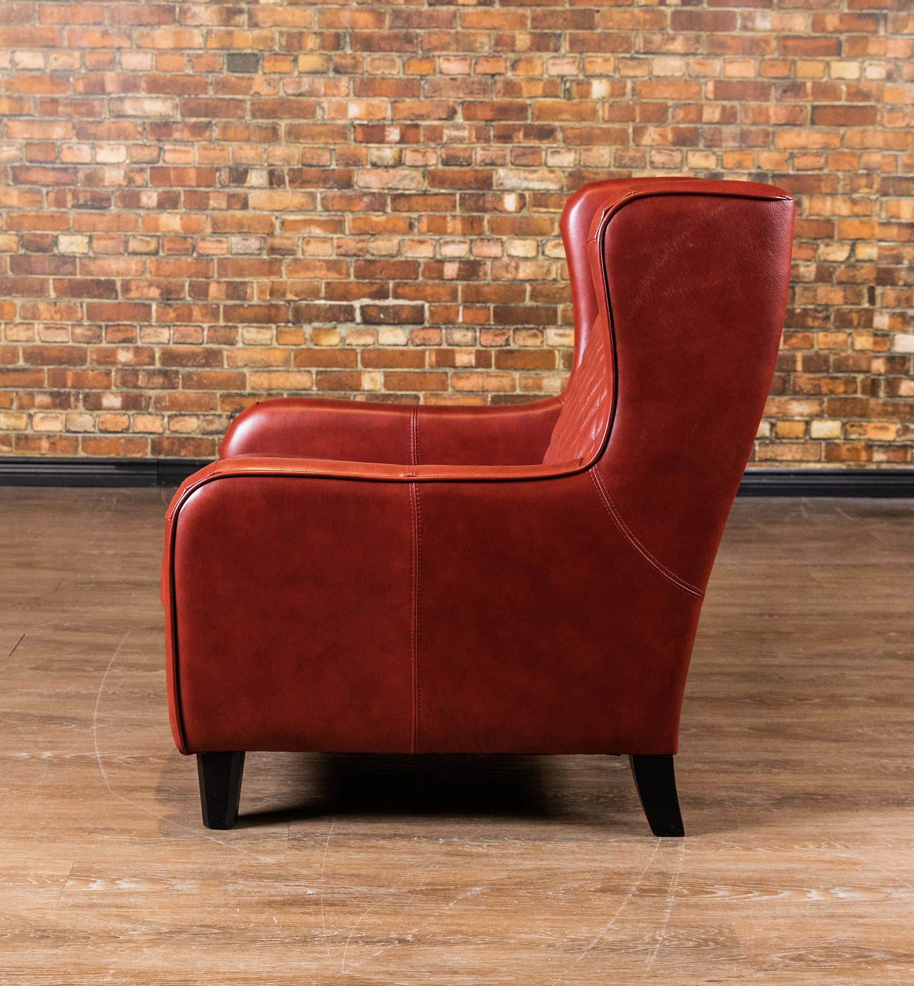 Premium Hemingway Leather Chair - Handcrafted Genuine Leather Recliner for Living Room, Office & Library - Classic Brown Leather Armchair with High Back Support & Comfortable Cushions