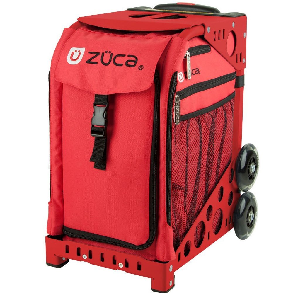 ZUCA Bag Chili Insert & Red Frame with Flashing Wheels - Stylish and Functional Travel Bag for School, Gym, and Everyday Use