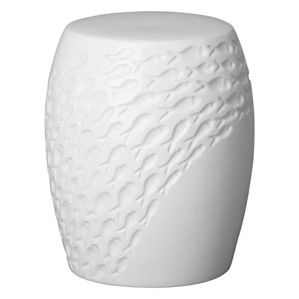 17 Inch Ceramic Garden Stool - Handcrafted Outdoor Fish Design Seat for Patio, Porch & Lawn Decor - Perfect for Garden, Poolside & Outdoor Relaxation