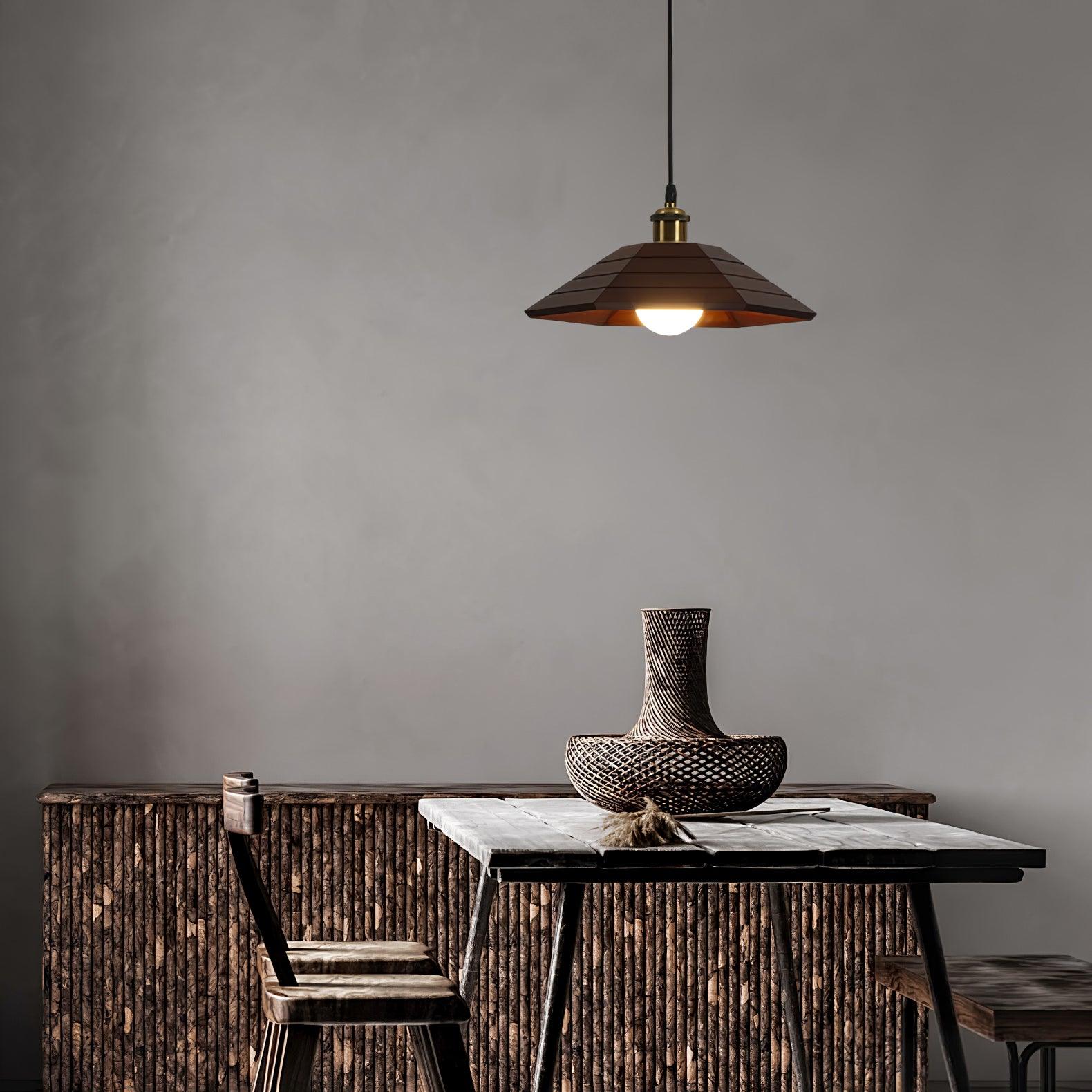 Aeyee Wooden Pendant Light Fixture - Modern Handcrafted Hanging Chandelier for Dining Room, Kitchen Island, Bedroom & Living Room Decor