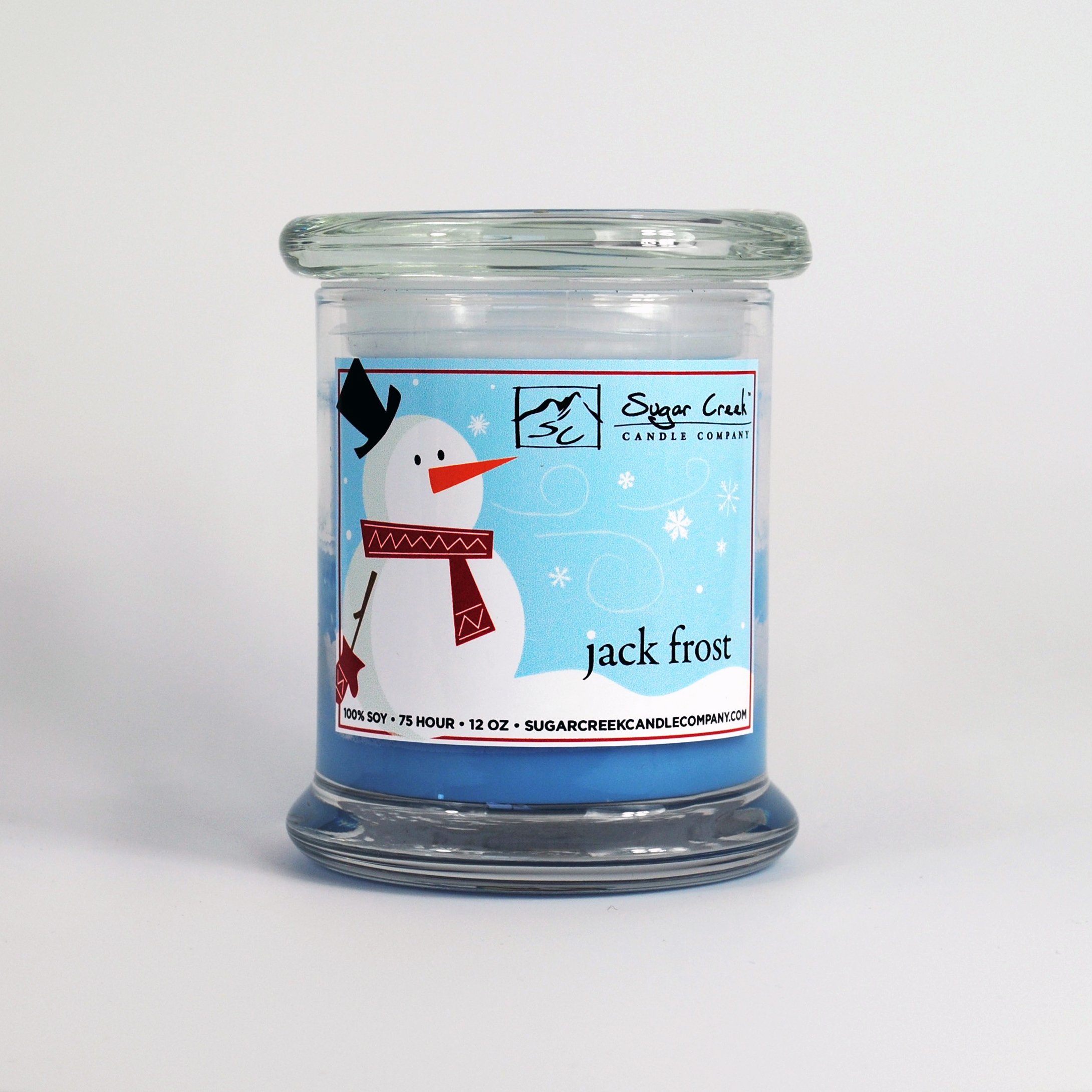Sugar Creek Jack Frost Soy Scented Candle - Holiday Collection | 100% Natural Non-Toxic Soy Wax Candle in 12oz Heavy Glass Jar | Perfect for Christmas Decor, Winter Aromatherapy & Cozy Home Ambiance
