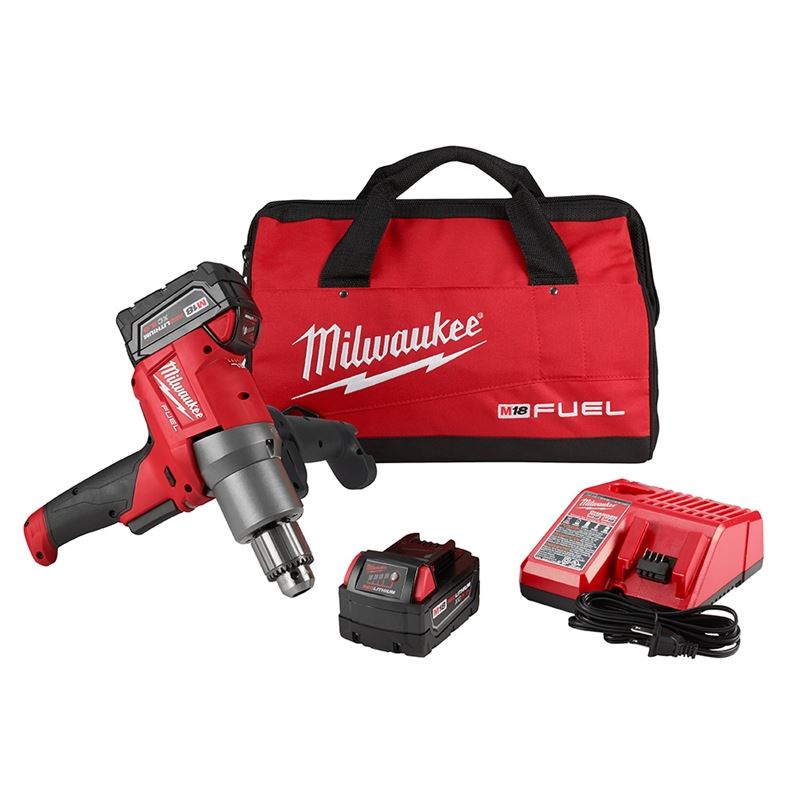 M18 FUEL 18V Brushless Cordless Mud Mixer with 180° Handle Kit - Powerful Lithium-Ion Battery for Drywall, Concrete & Plaster Mixing - Ideal for Construction & DIY Projects