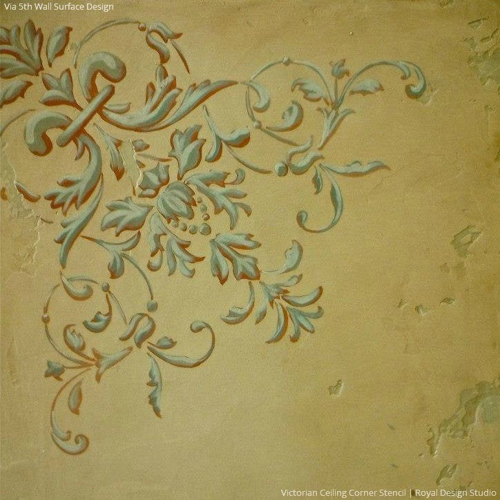 Victorian Ceiling Corner Stencil - Decorative Wall Painting Template for Home Decor, DIY Projects & Vintage Interior Design | Perfect for Living Rooms, Bedrooms & Restaurants